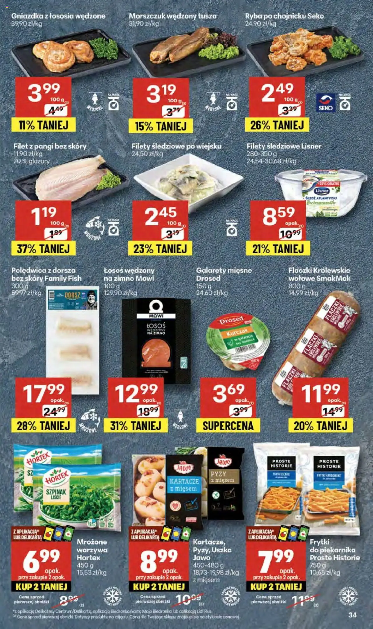 Delikatesy Centrum Gazetka - Sklepy Własne od 16.10.2025 | Strona: 34 | Produkty: Kurczak, Śledź, Łosoś wędzony, Morszczuk