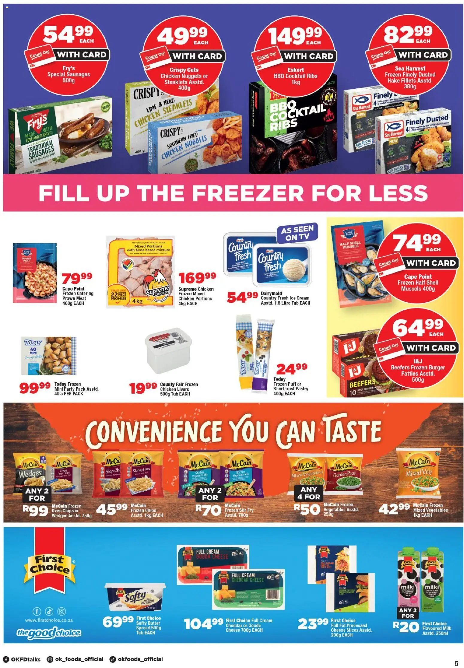 New OK Foods catalogue – valid from 25.03.2026 | Page: 5 | Products: Freezer, TV, Butter, Lime