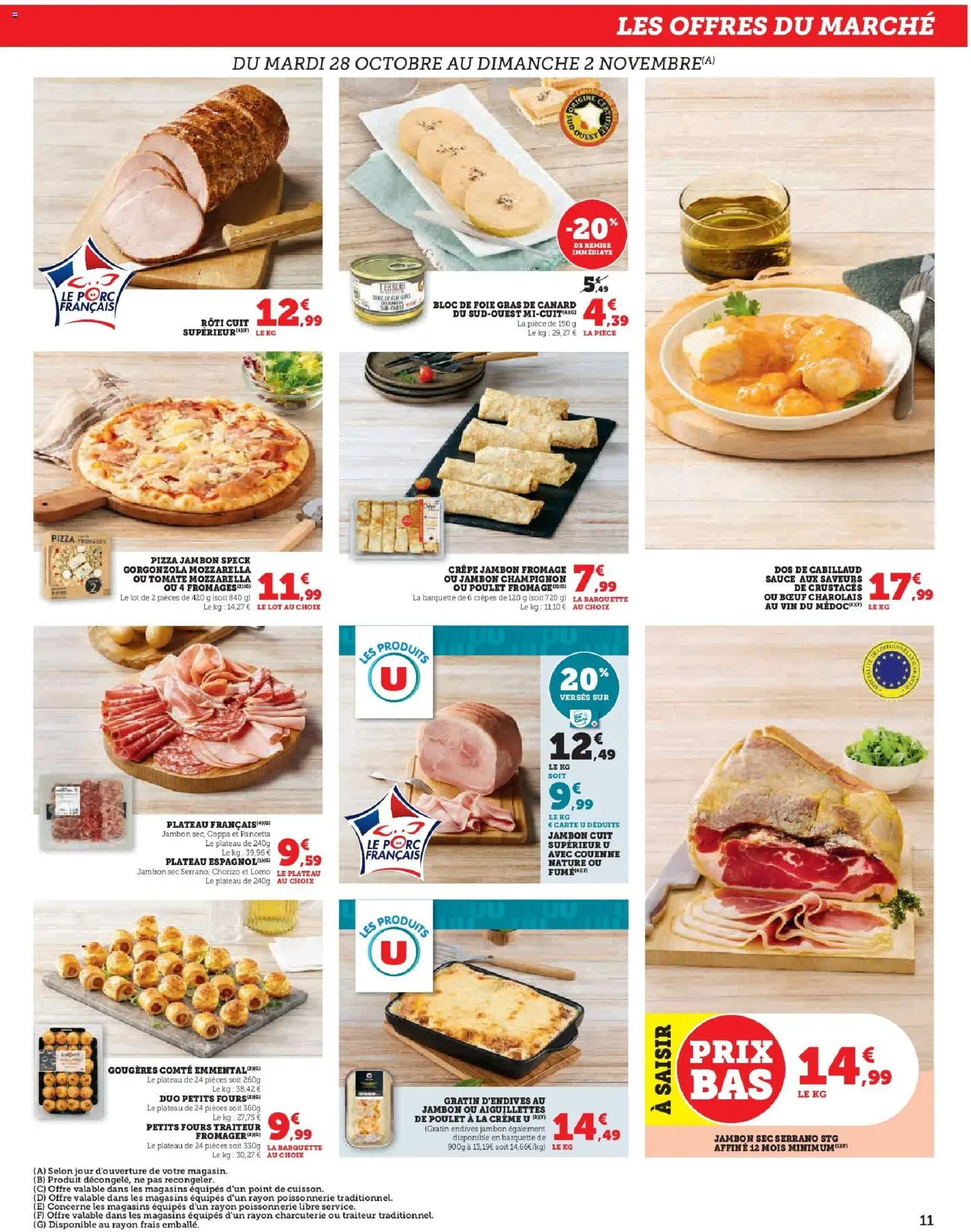{H1} | Page: 11 | Produits: Chorizo, Plateau, Pizza, Dos de cabillaud
