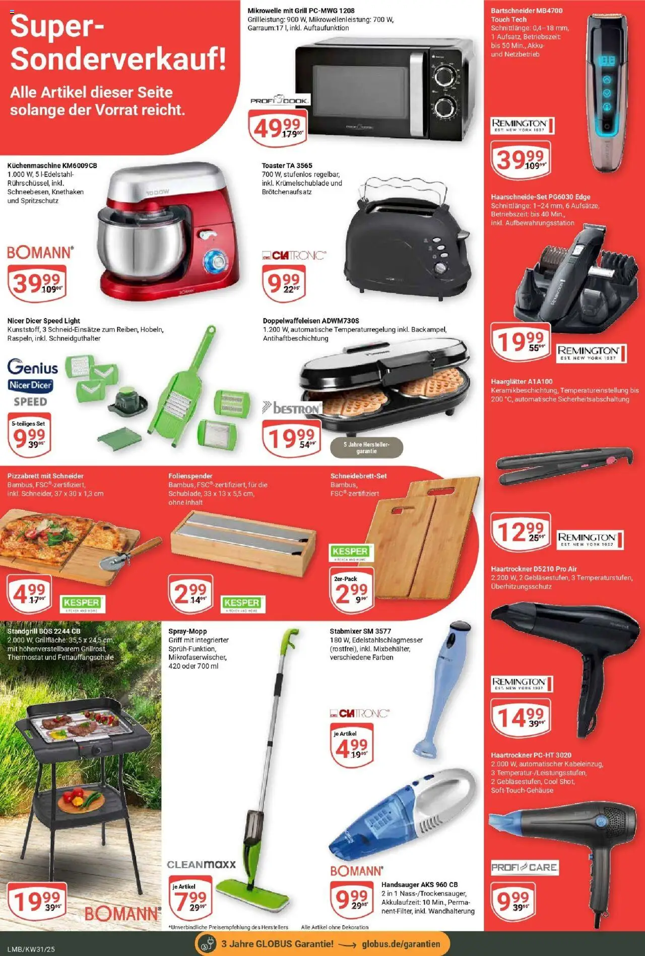 Globus prospekt Limburg	 - gültig ab dem 28.07.2025 | Seite: 22 | Produkte: Mikrowelle, Haartrockner, Toaster, Stabmixer