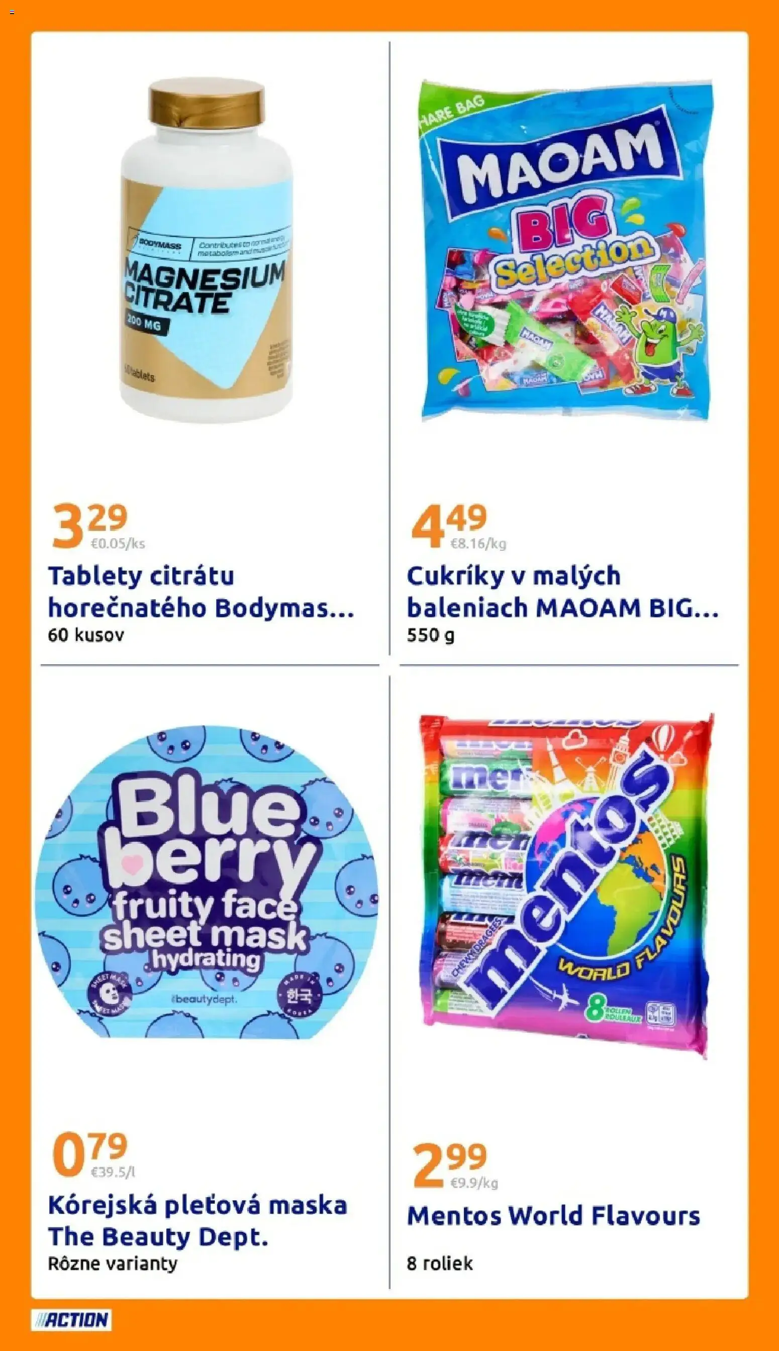 Nové Action akcie – leták je platný od 18.03.2026 | Strana: 19 | Produkty: Maska, Cukríky