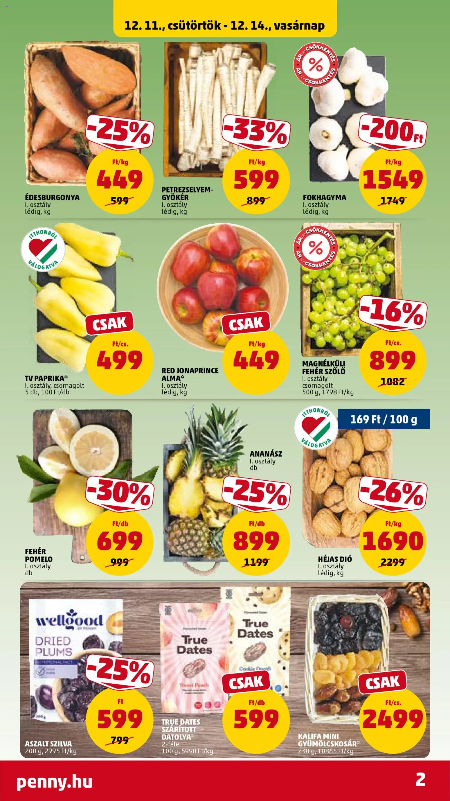 PENNY akciós ujság - amely érvényes a következő dátumtól: 11.12.2025 | Oldal: 2 | Termékek: Fokhagyma, Petrezselyem, TV, Dió