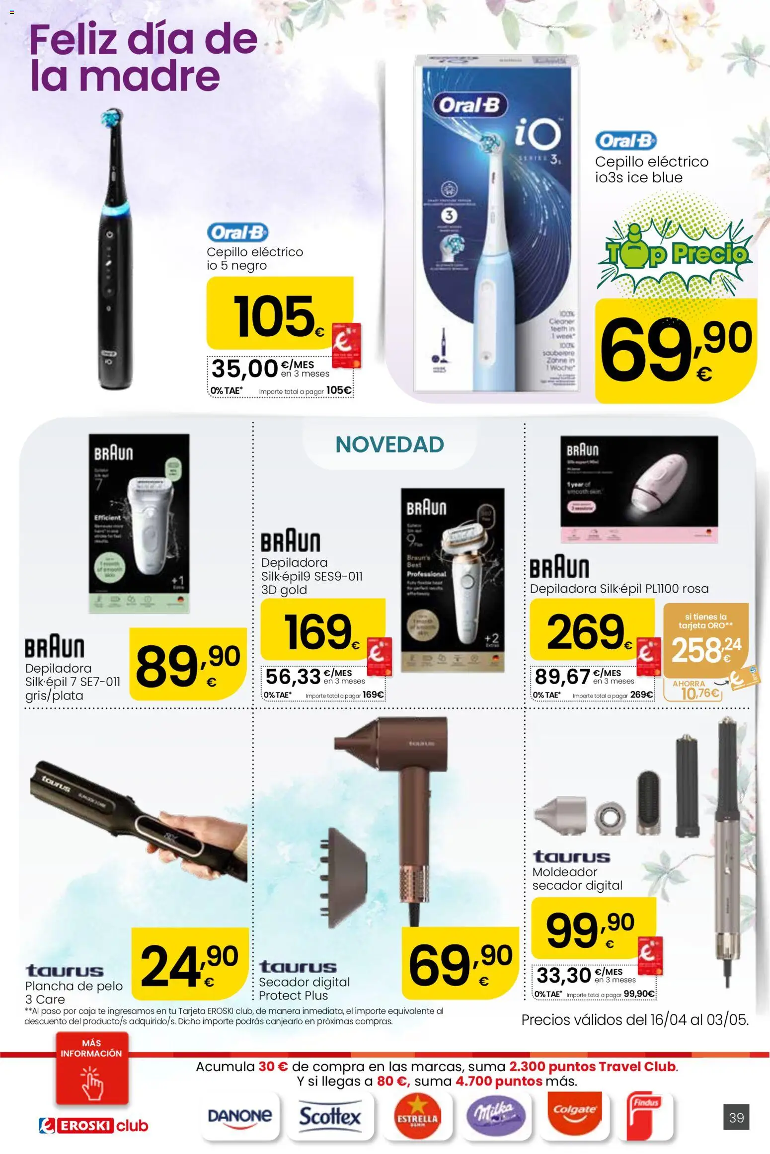 Eroski Quieres ahorrar conmigo │ válido desde el 16.04.2026 | Página: 39 | Productos: Té, Depiladora, Plancha de pelo, Caja
