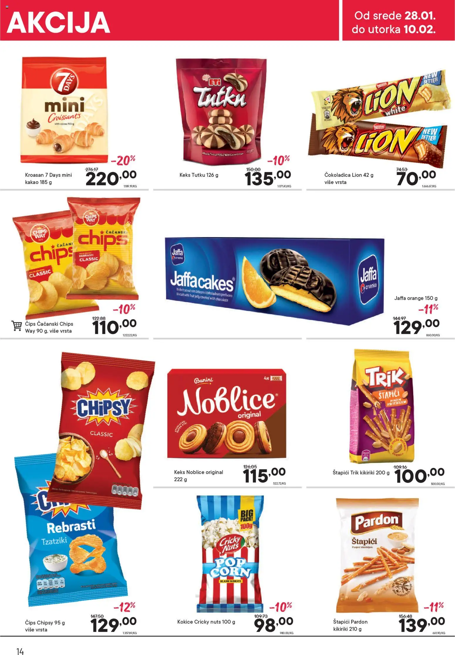 PerSu katalog - važi od 28.01.2026 | Strana: 14 | Proizvode: Keks, Kroasan, Noblice, Kikiriki