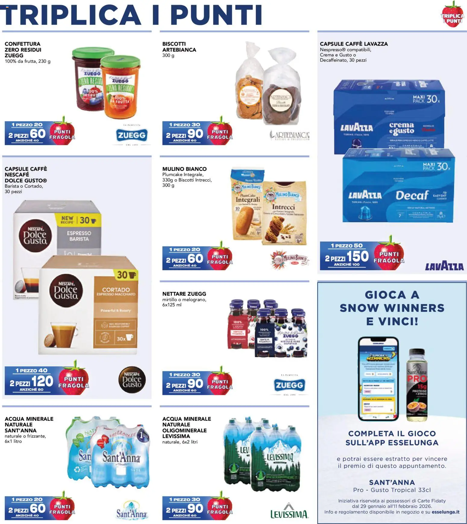 Volantino Esselunga S del 29.01.2026 | Pagina: 23 | Prodotti: Caffè, Gioco, Lavazza, Acqua minerale