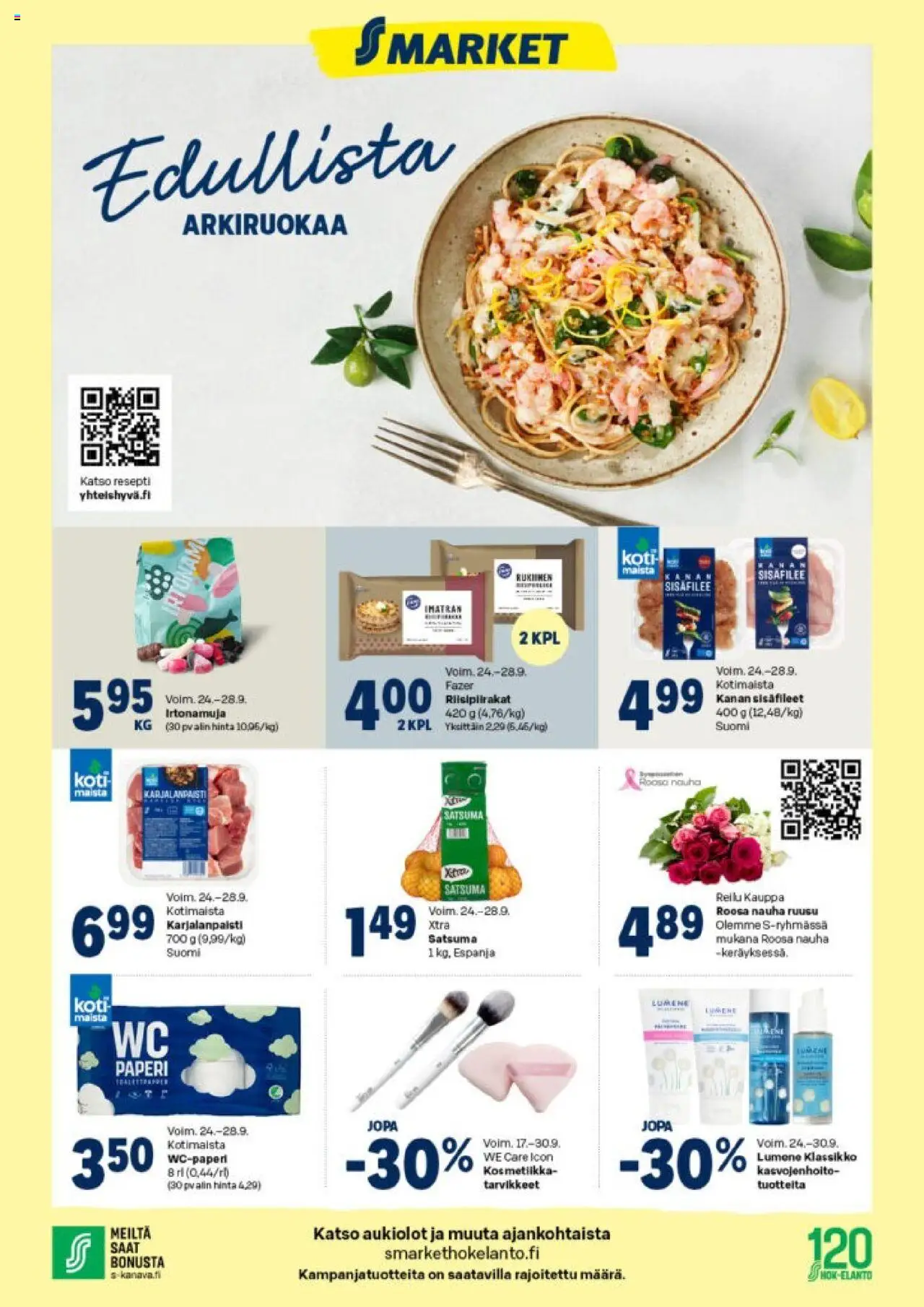 S-market tarjoukset – voimassa 24.09.2025 alkaen | Sivu: 2 | Tuotteet: Wc-paperi, Nauha, Satsuma, Paperi