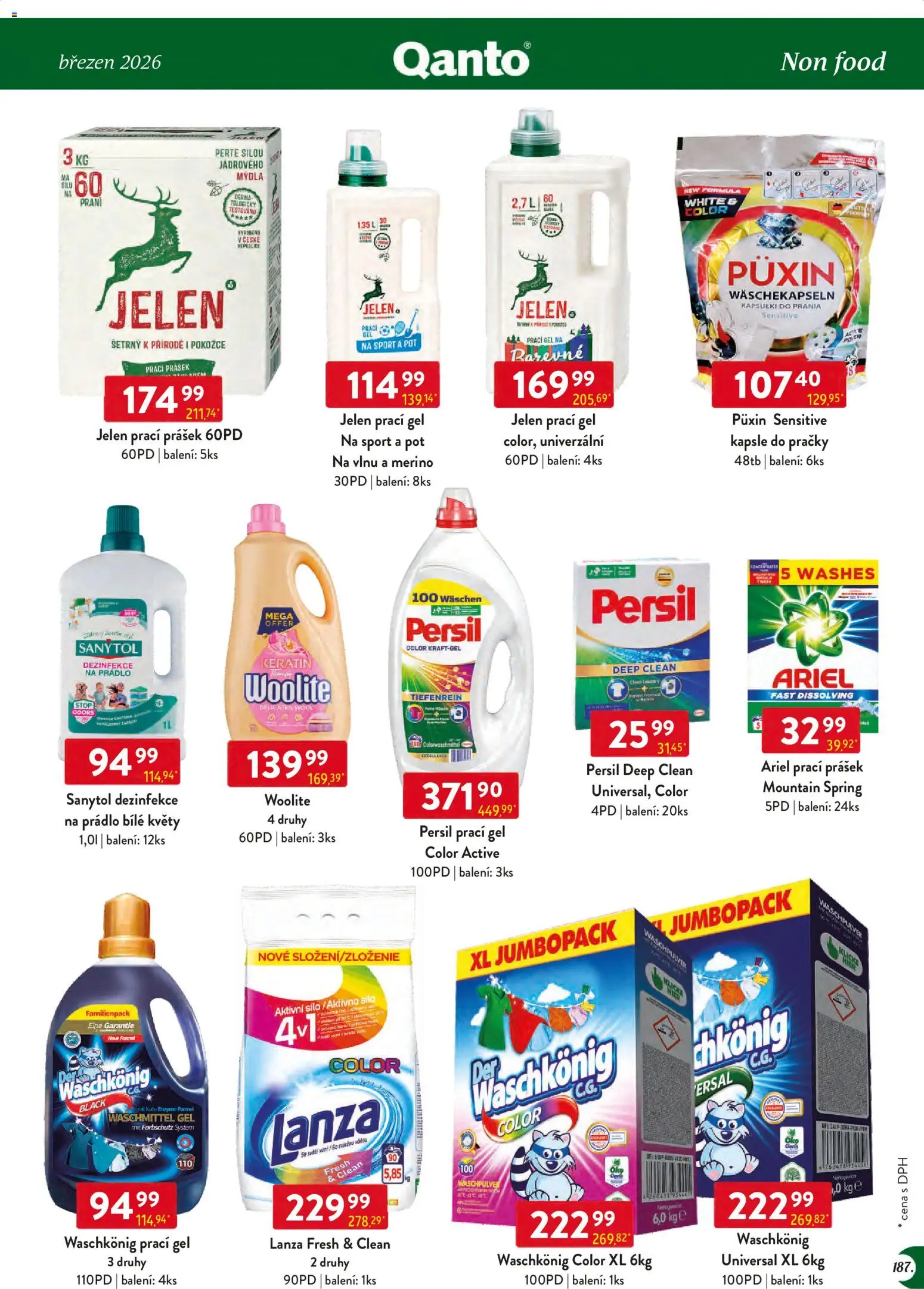 Astur & Qanto leták - Velkoobchod 03/2026 od 01.03.2026 | Strana: 187 | Produkty: Kapsle, Dezinfekce na prádlo, Woolite, Lanza