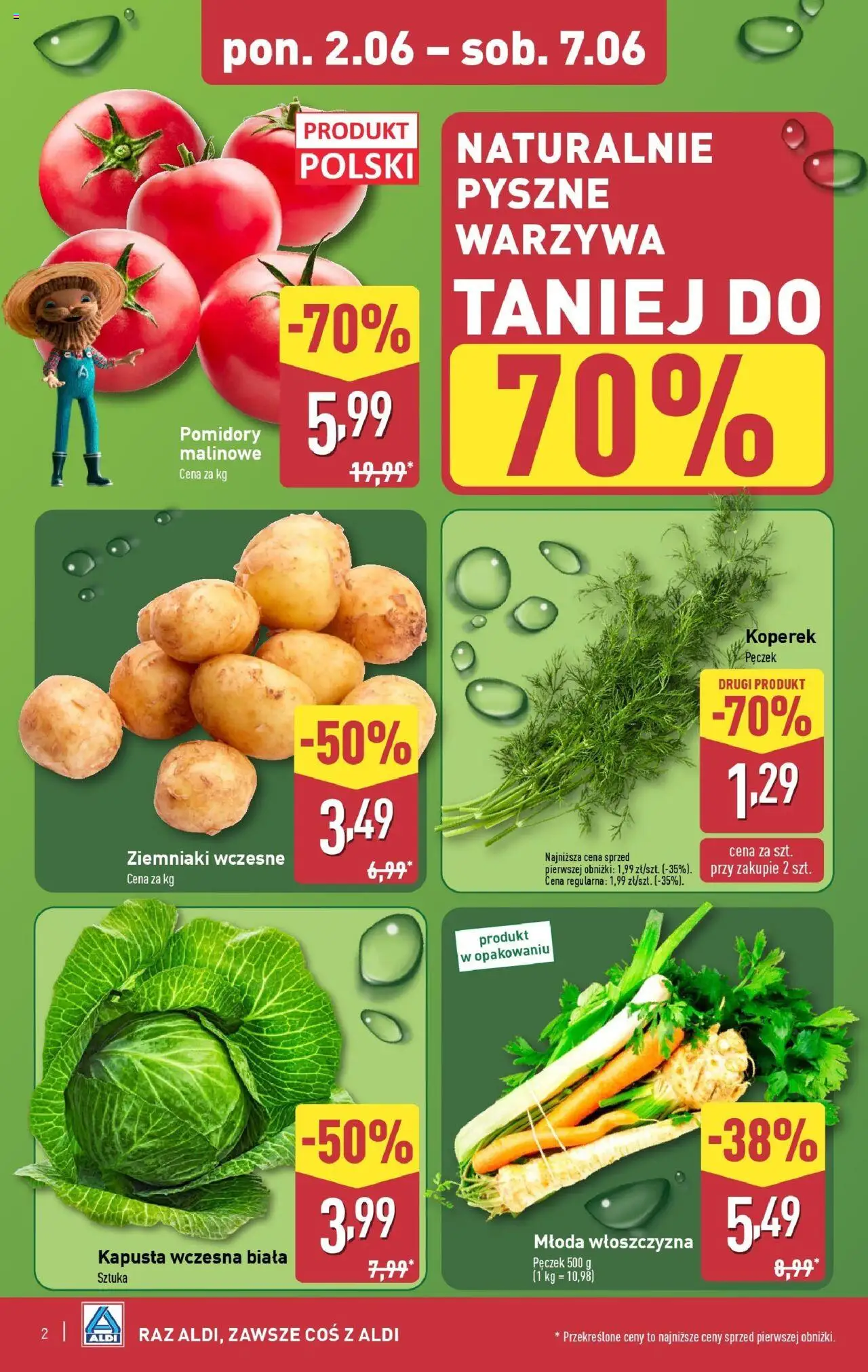 Aldi Gazetka od 02.06.2025 | Strona: 2 | Produkty: Kapusta, Koperek, Pomidory, Warzywa