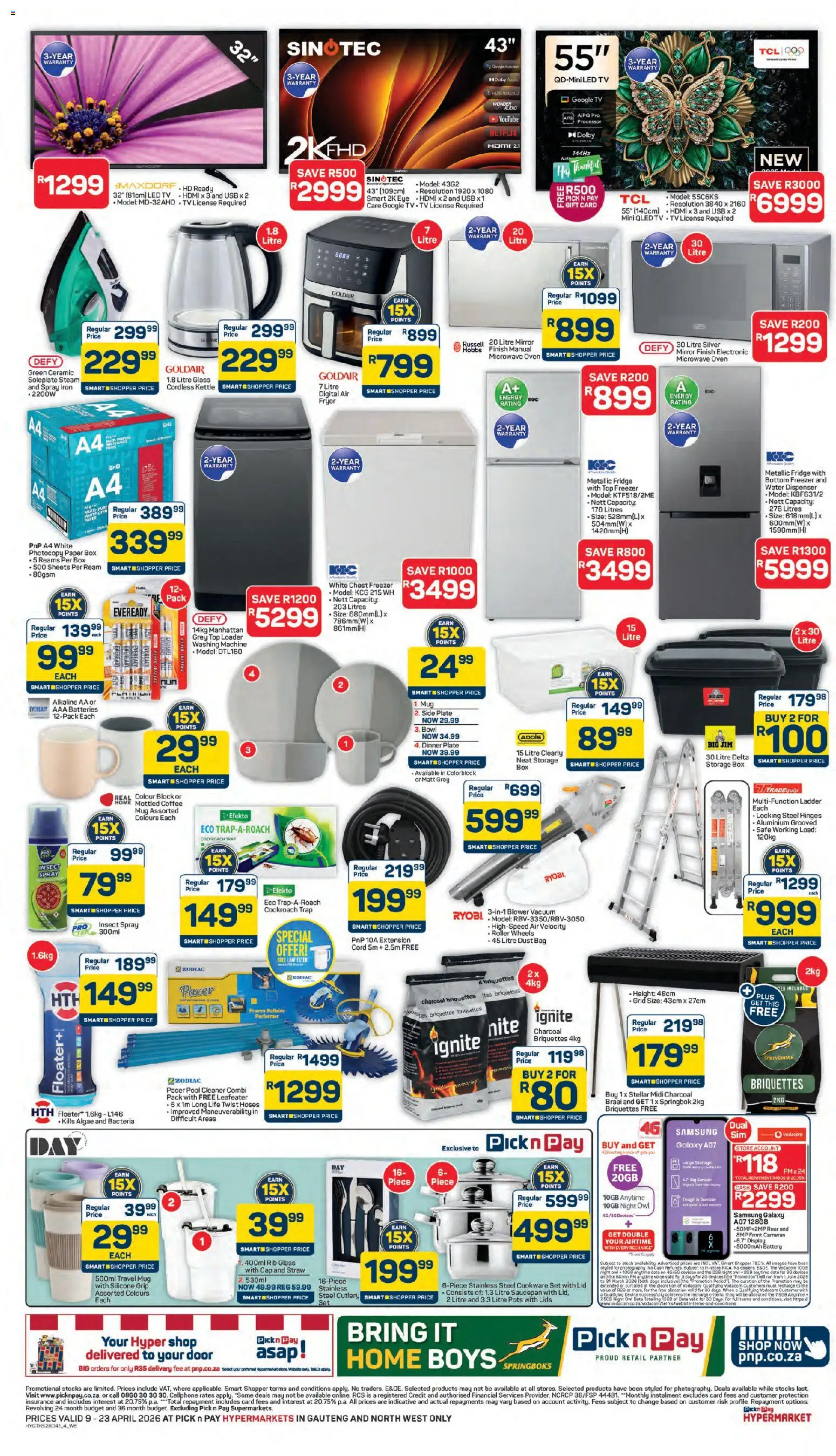 New Pick n Pay catalogue – valid from 09.04.2026 | Page: 4 | Products: Cap, Washing machine, Plate, Cookware