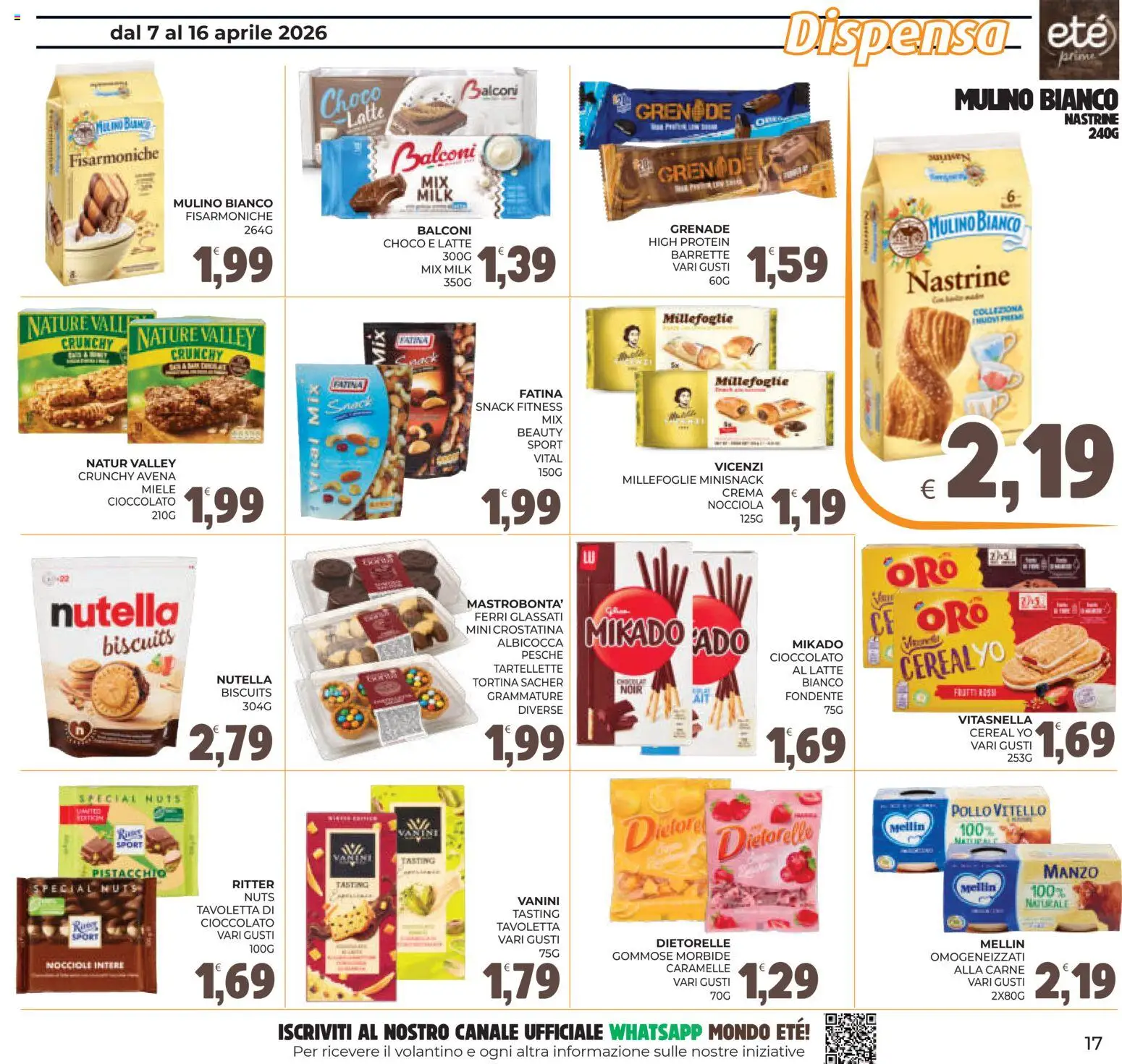 Volantino Eté del 07.04.2026 | Pagina: 17 | Prodotti: Pollo, Caramelle, Latte, Nutella