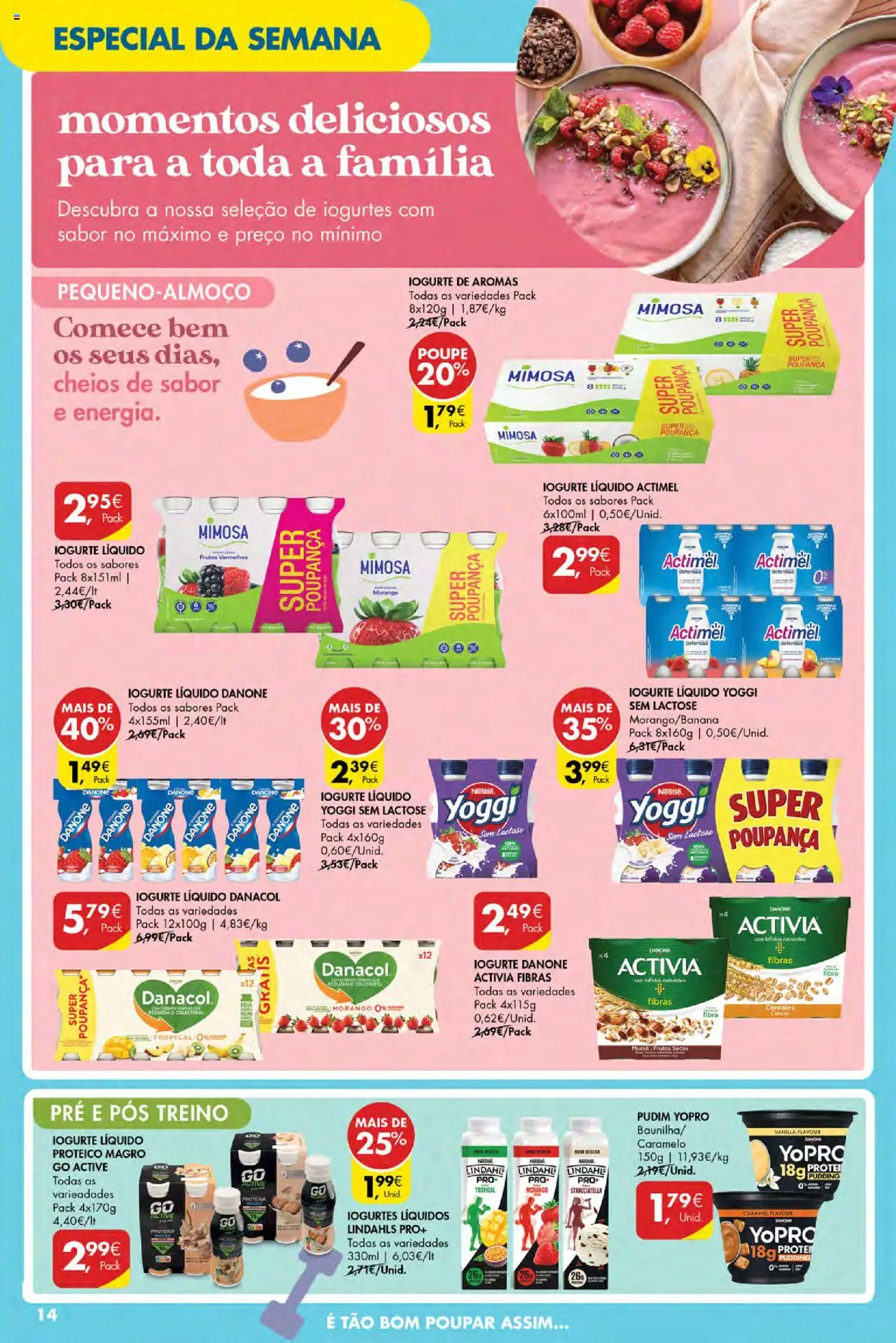 Pingo Doce Poupe Esta Semana Açores │ válido de 21.08.2025 | Página: 14 | Produtos: Pudim, Iogurtes, Iogurte liquido, Proteina