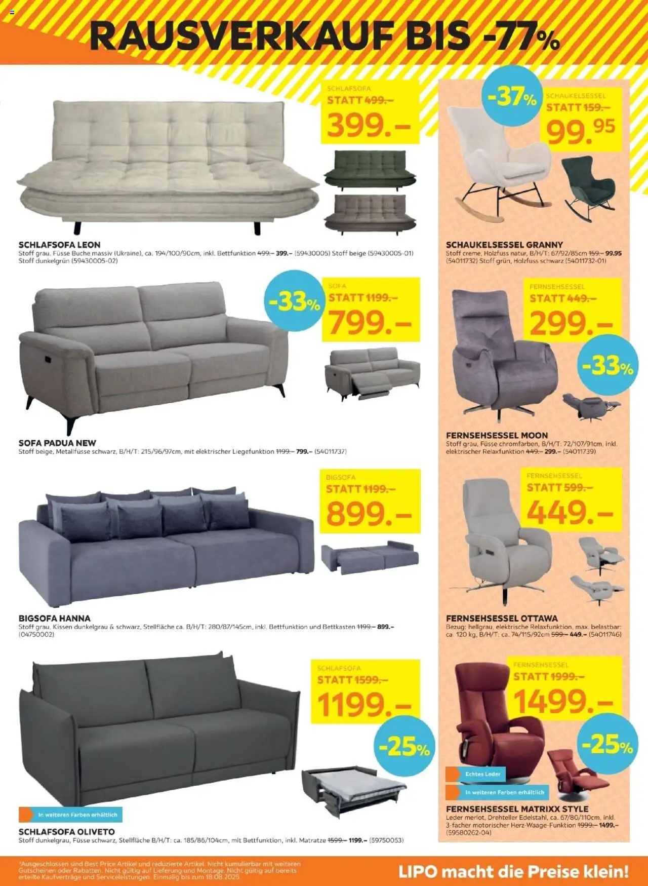 Lipo Aktionen ab 05.08.2025 | Seite: 9 | Produkte: Kissen, Sofa, Fernsehsessel, Schlafsofa