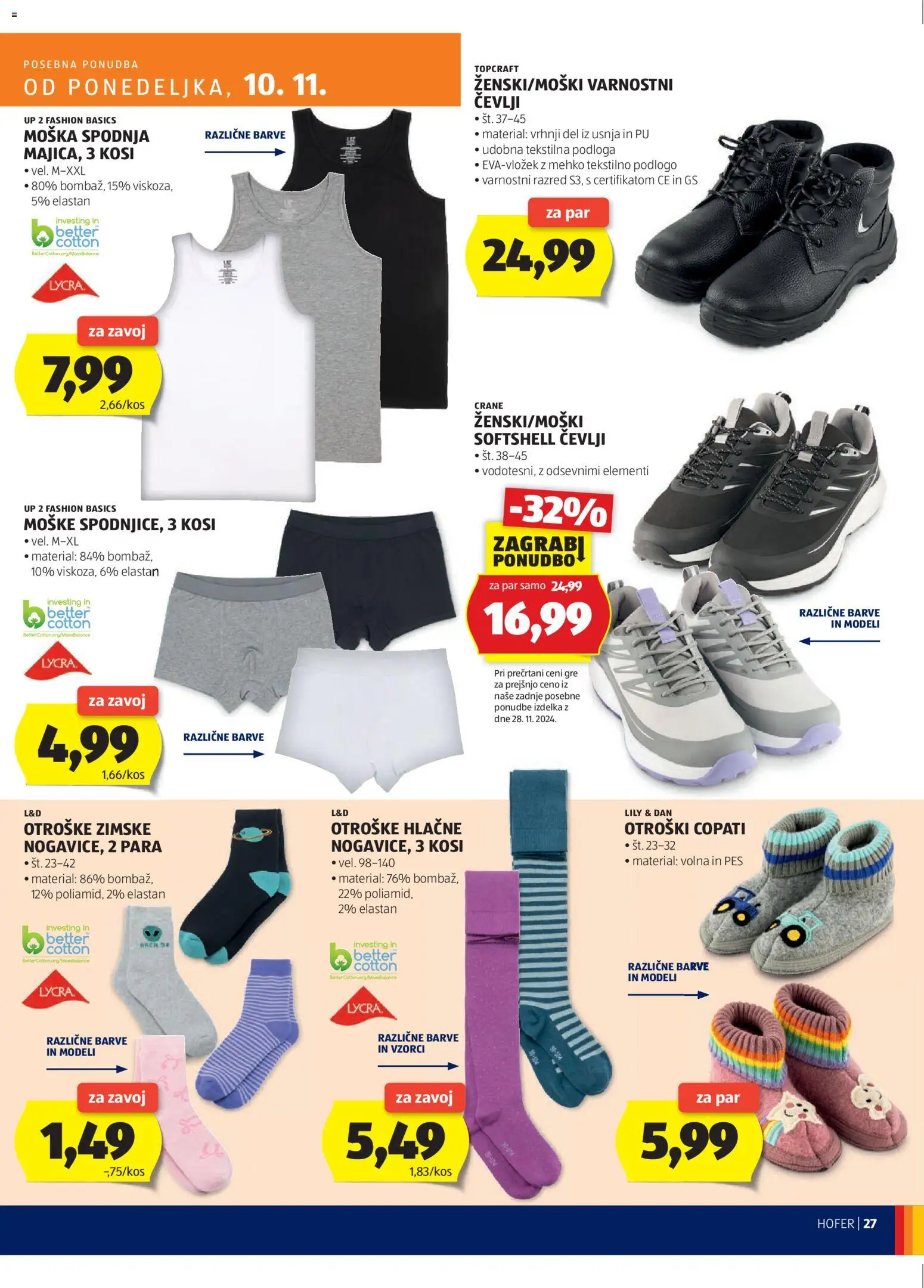 Novi Hofer katalog ponudbe – veljaven od 06.11.2025 | Stran: 27 | Izdelki: Podloga, Cevlji, Copati