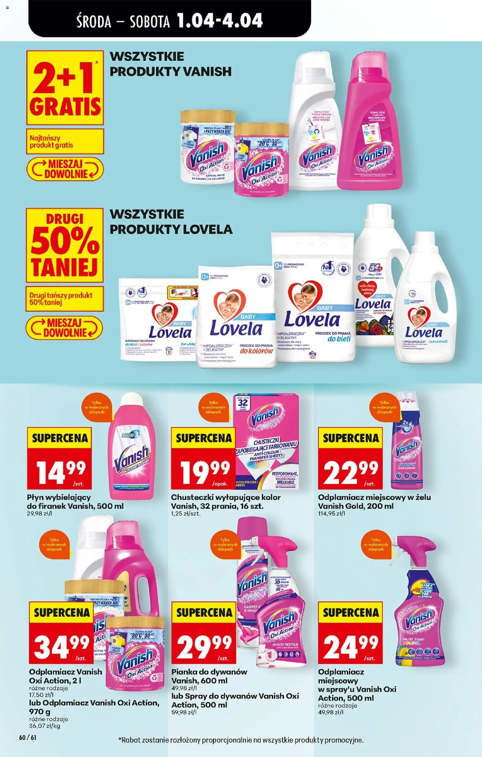 Biedronka gazetka od środy od 01.04.2026 | Strona: 68 | Produkty: Vanish, Chusteczki wyłapujące kolor, Proszek do prania, Lovela