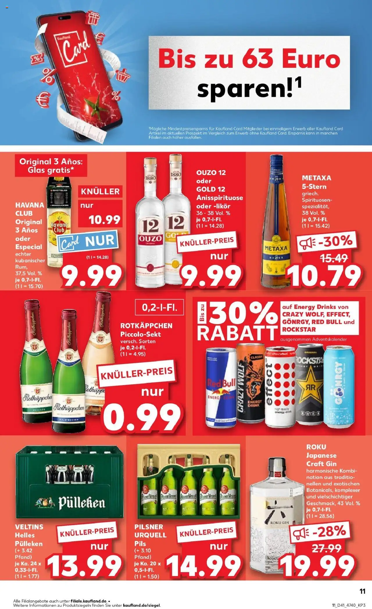 Kaufland prospekt Lübbecke	 – gültig ab 09.10.2025 | Seite: 11 | Produkte: Likör, Rockstar, Metaxa, Gin