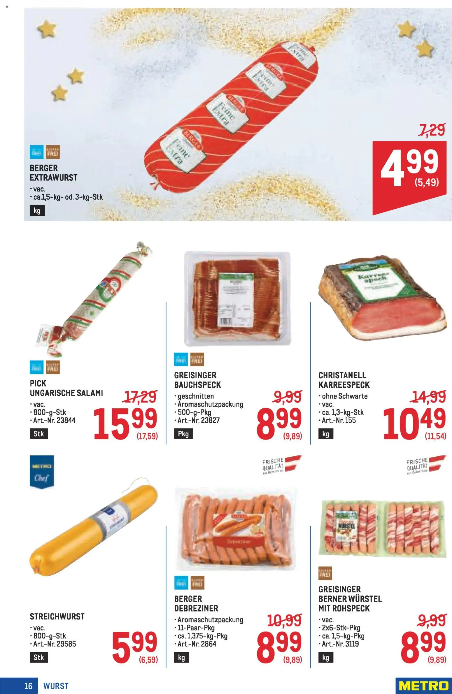 Metro angebote Profi gültig ab 27.11.2025 | Seite: 16 | Produkte: Wurst, Salami