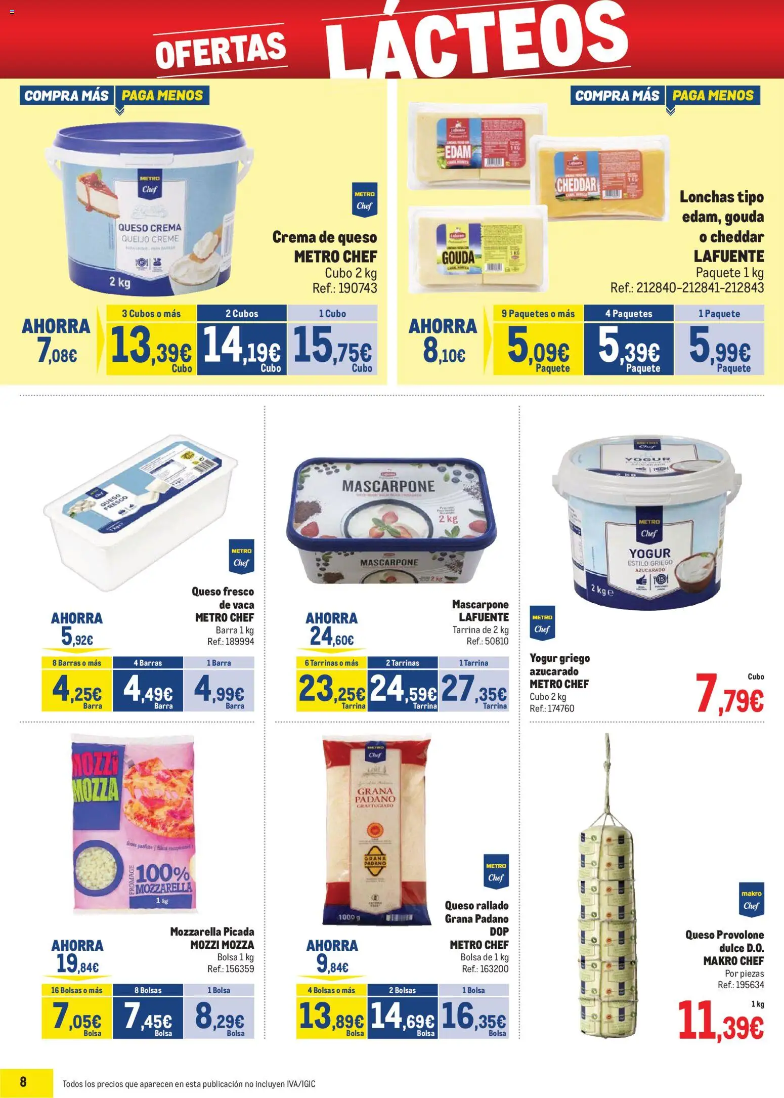Makro - Precios Levante │ válido desde el 06.01.2026 | Página: 8 | Productos: Queso fresco, Μαγειρική εστία, Queso rallado, Crema