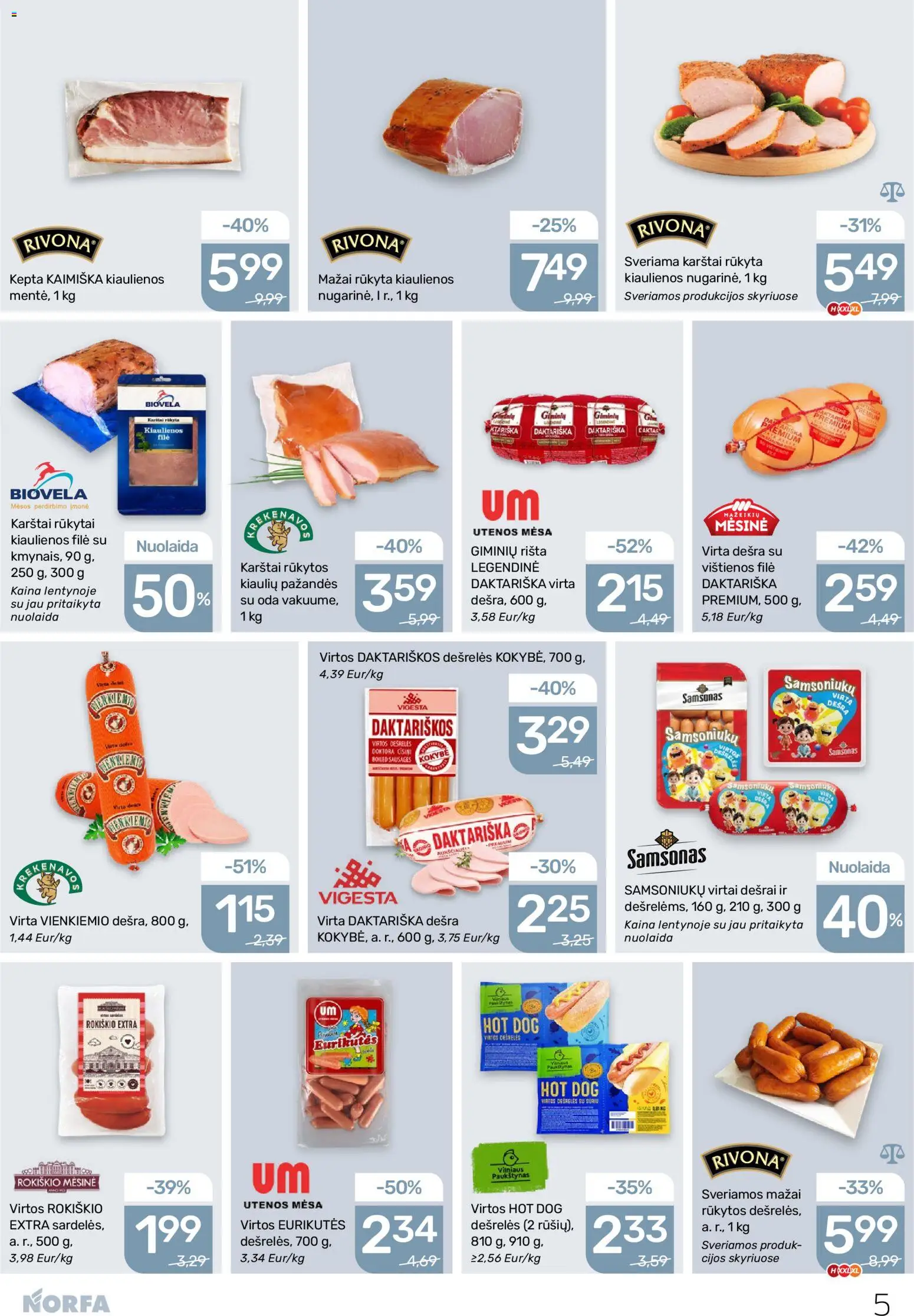NORFA akcijos nuo 27.11.2025 | Puslapis: 5 | Prekių: Vištienos, Kiaulienos, Dešrelės, Dešra