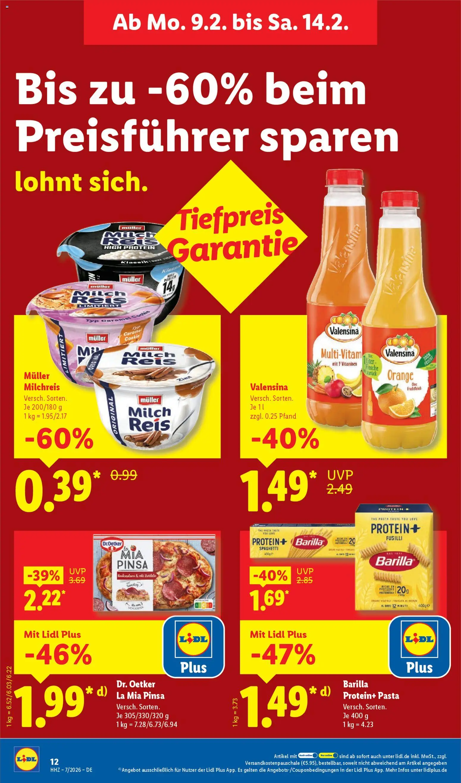 Lidl Prospekt Grimma – gültig ab 09.02.2026 | Seite: 20 | Produkte: Milch, Barilla, Valensina, Reis