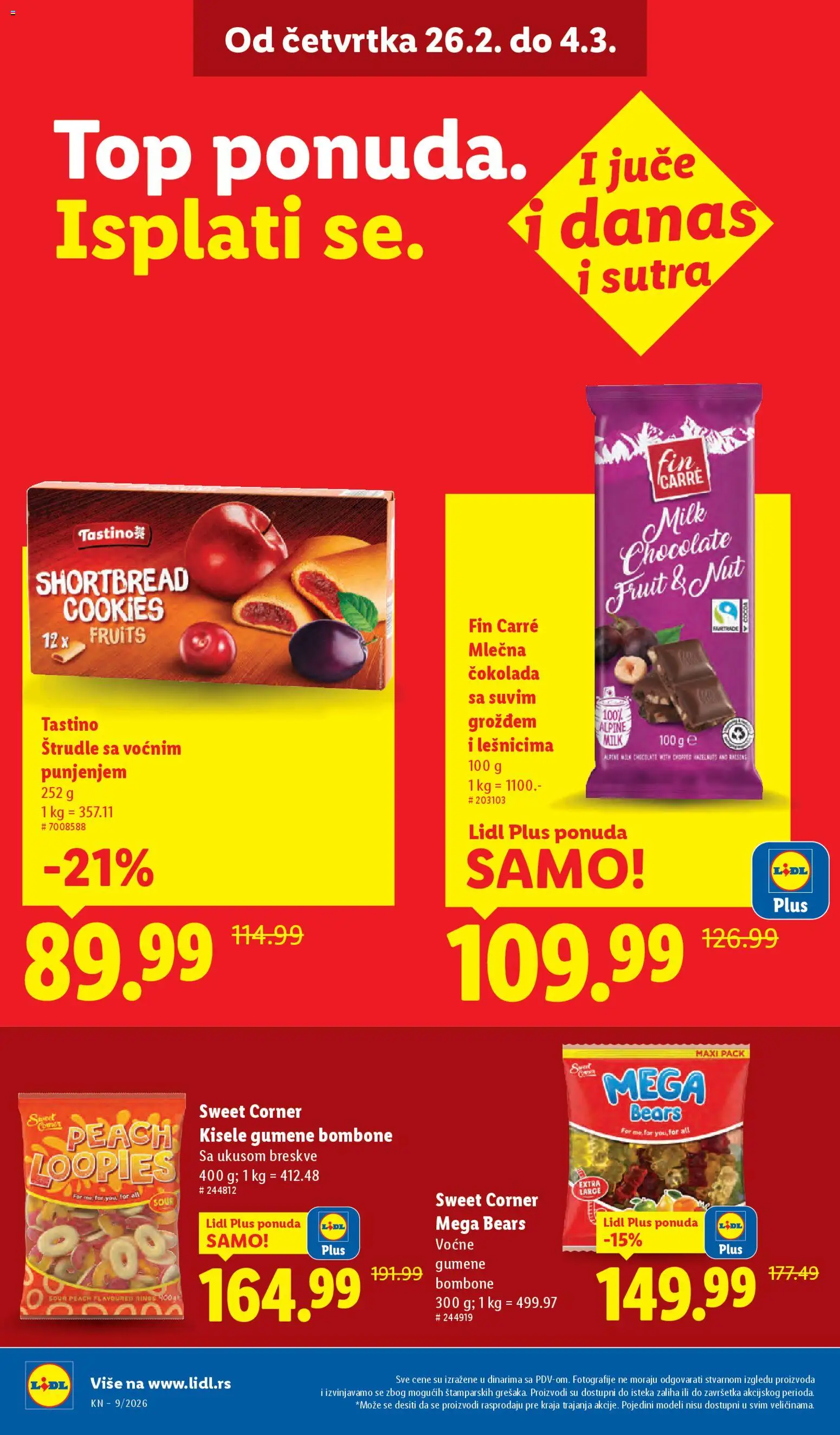 Lidl katalog - važi od 26.02.2026 | Strana: 26 | Proizvode: Bombone, Gumene bombone, Čokolada, Mlečna čokolada