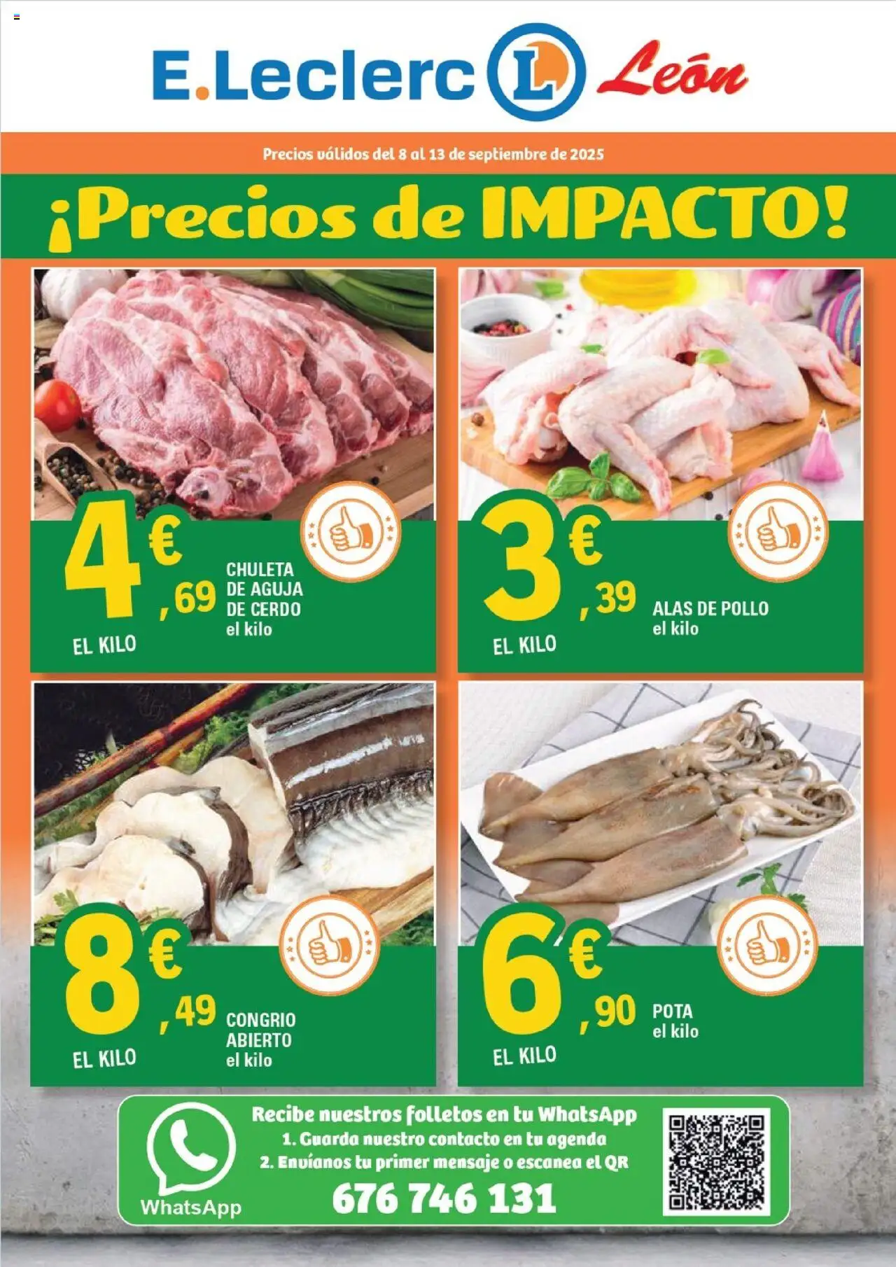E.Leclerc folleto │ válido desde el 08.09.2025 | Página: 1 | Productos: Cerdo
