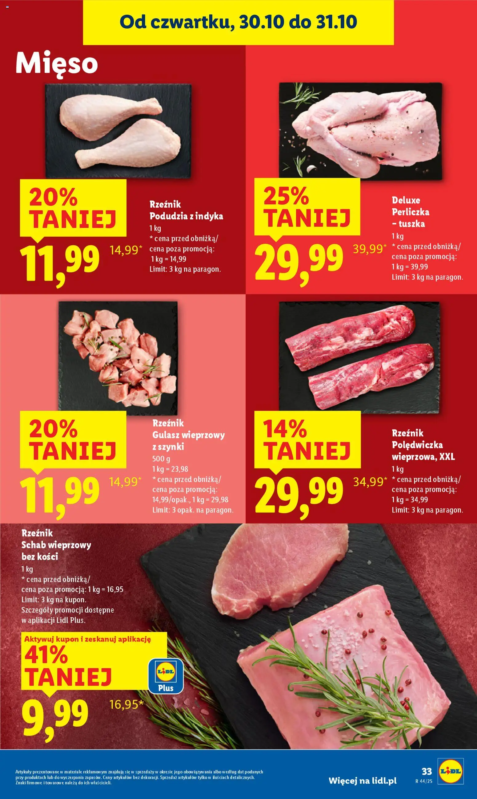 Lidl Gazetka od 30.10.2025 | Strona: 35 | Produkty: Mięso, Schab wieprzowy, Schab wieprzowy bez kości, Gulasz