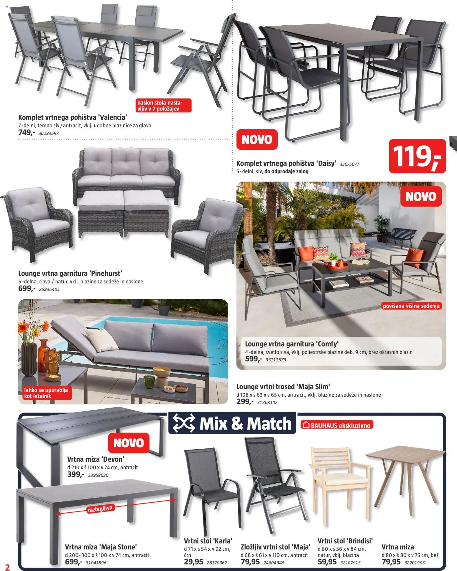 Novi Bauhaus katalog ponudbe – veljaven od 15.04.2026 | Stran: 2 | Izdelki: Ležalnik, Trosed, Blazina, Stol
