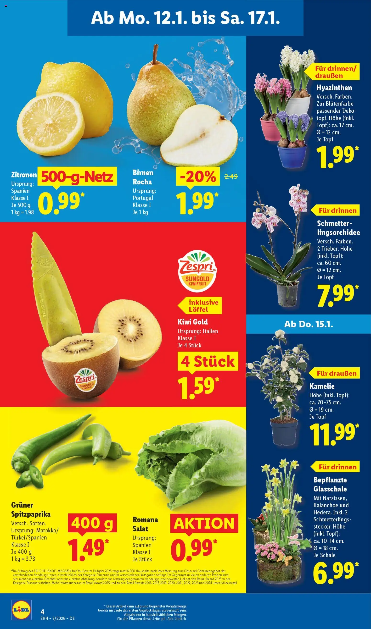 Lidl Prospekt Gundelsheim – gültig ab 12.01.2026 | Seite: 4 | Produkte: Obst, Kiwi, Salat, Zitronen