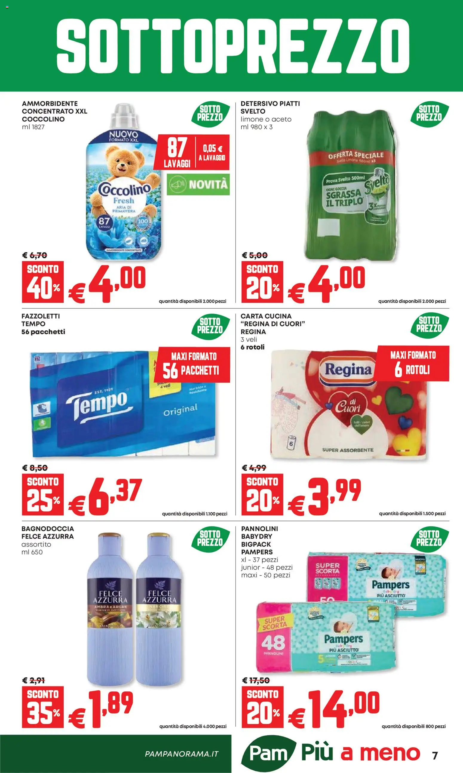 Volantino Panorama del 26.02.2026 | Pagina: 7 | Prodotti: Ammorbidente, Limone, Pampers, Aceto
