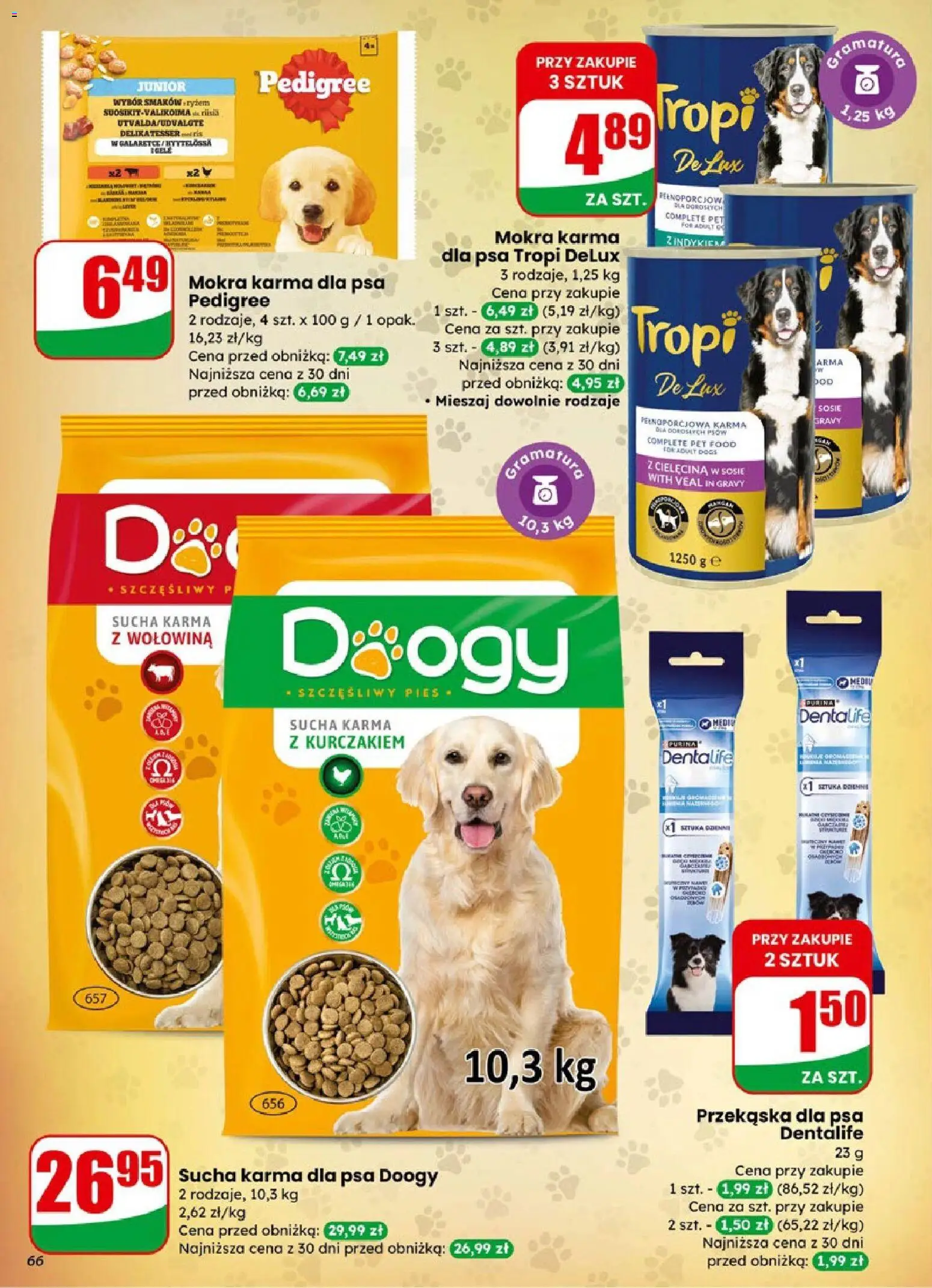 Dino Gazetka od 14.01.2026 | Strona: 66 | Produkty: Pedigree, Karma dla psa, Sucha karma dla psa, Wołowina