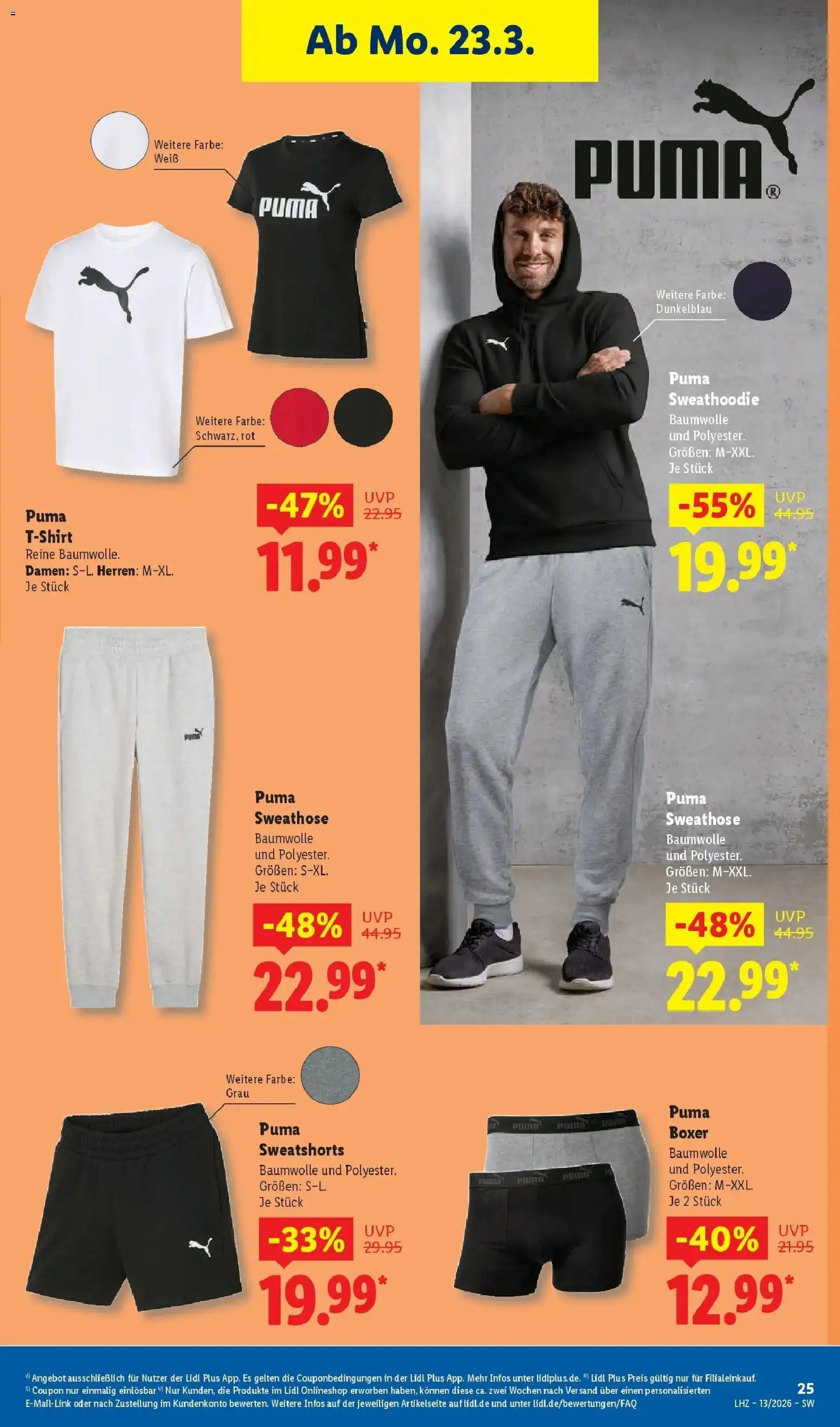 Lidl Prospekt Freudenstadt – gültig ab 23.03.2026 | Seite: 45 | Produkte: Sweathose, Sweatshorts, Boxer