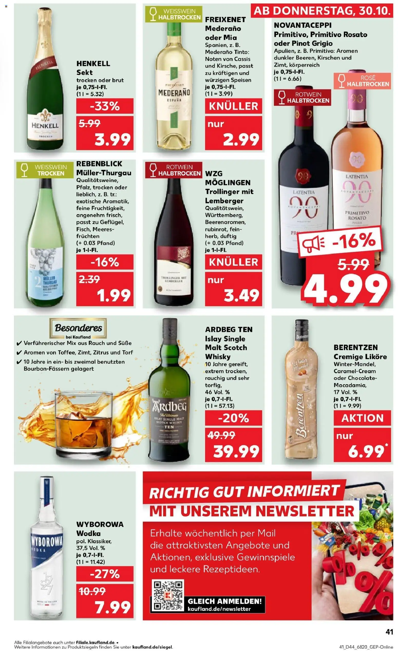 Kaufland prospekt Uhingen	 – gültig ab 30.10.2025 | Seite: 41 | Produkte: Freixenet, Rotwein trocken, Kirschen, Vodka