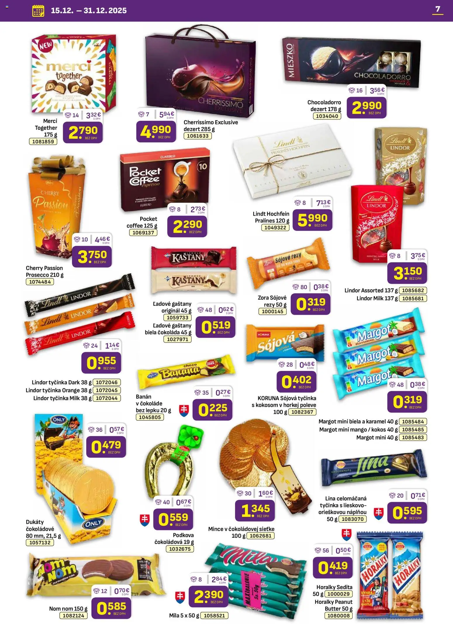 Nové Libex akcie – leták je platný od 15.12.2025 | Strana: 7 | Produkty: Prosecco, Lindor, Mango, Horálky