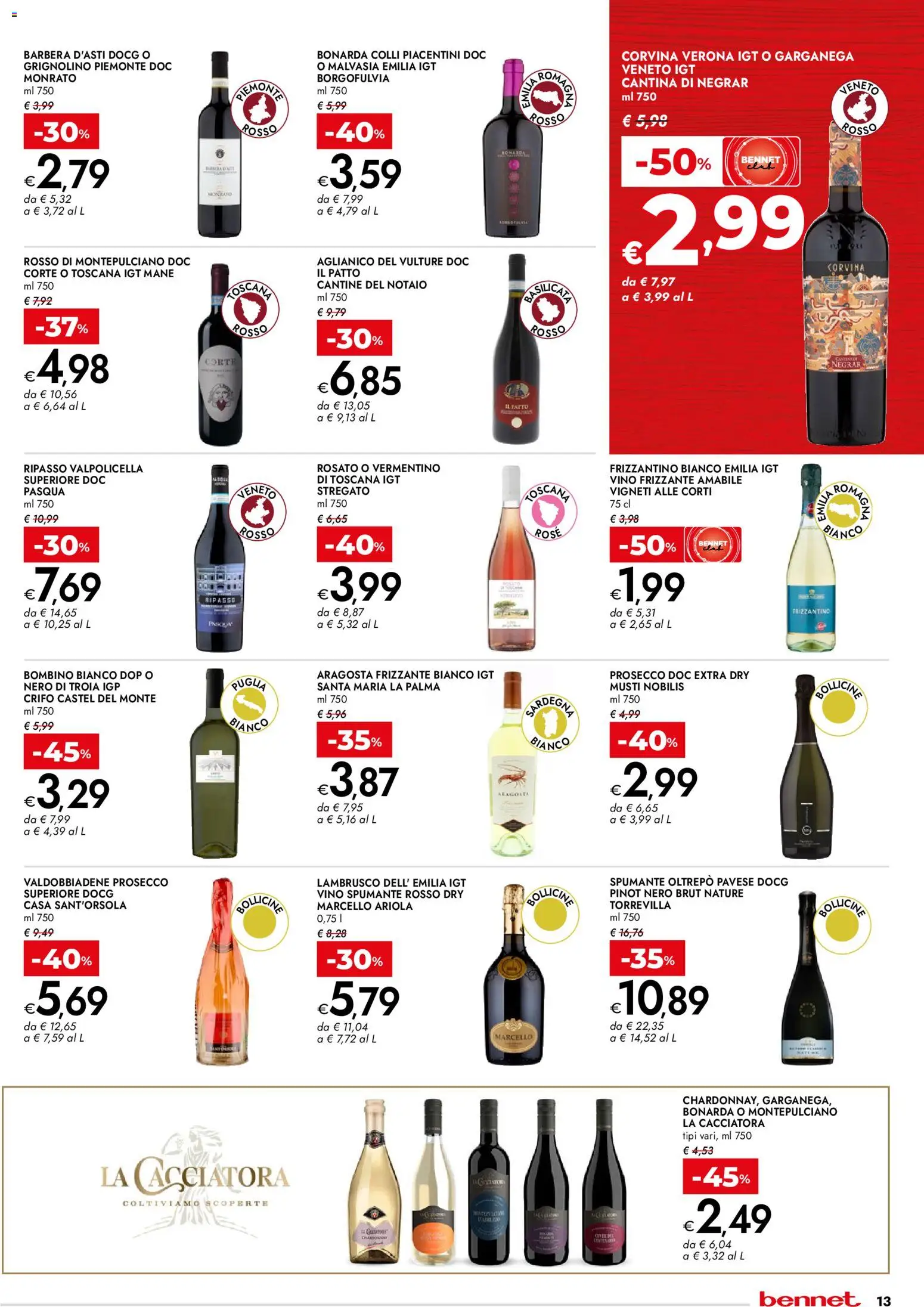 Volantino bennet del 29.01.2026 | Pagina: 13 | Prodotti: Prosecco, Vino, Spumante