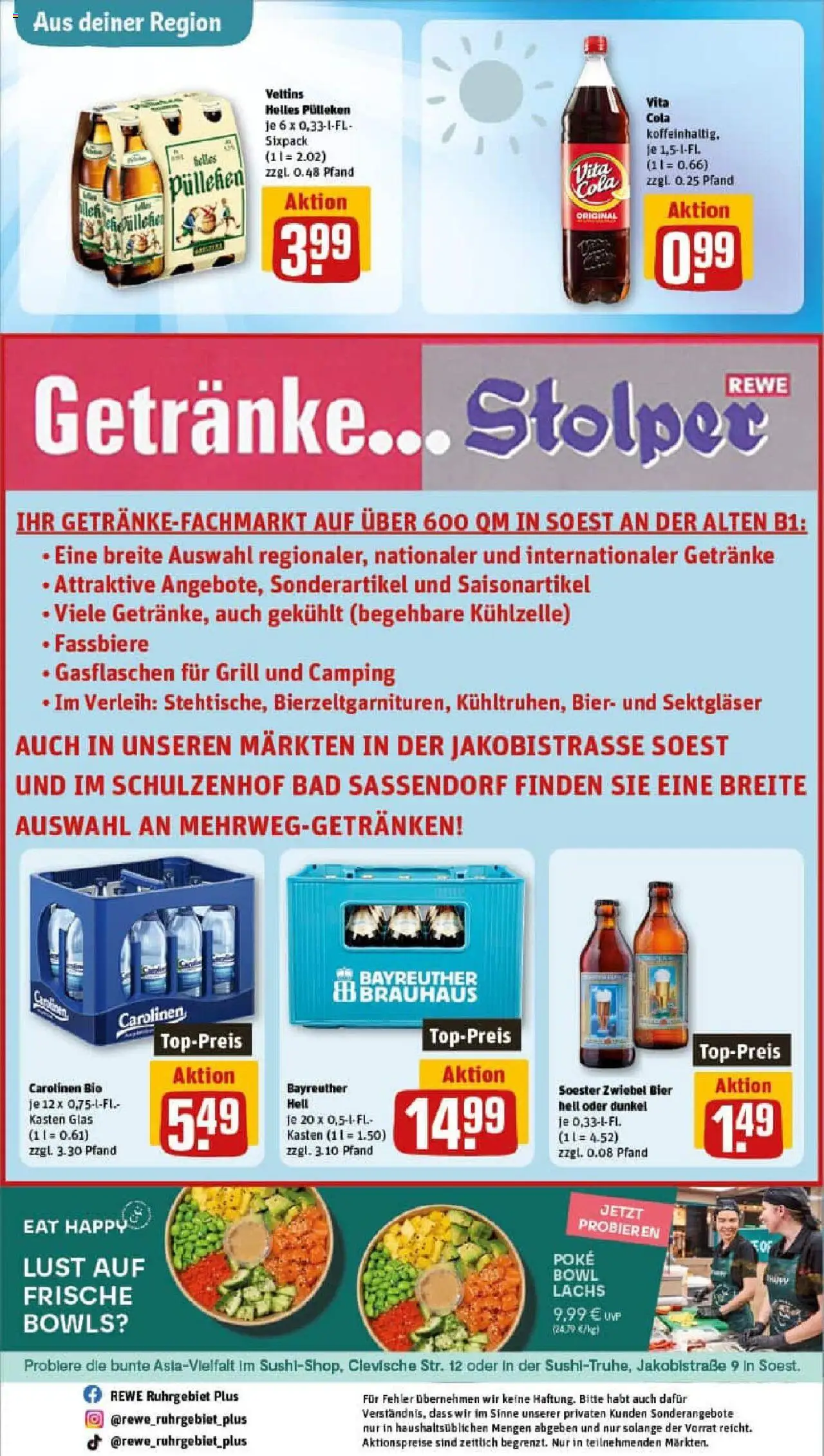 Rewe prospekt Soest	 - gültig ab dem 29.06.2025 | Seite: 33 | Produkte: Bayreuther hell, Lachs, Vita cola, Veltins