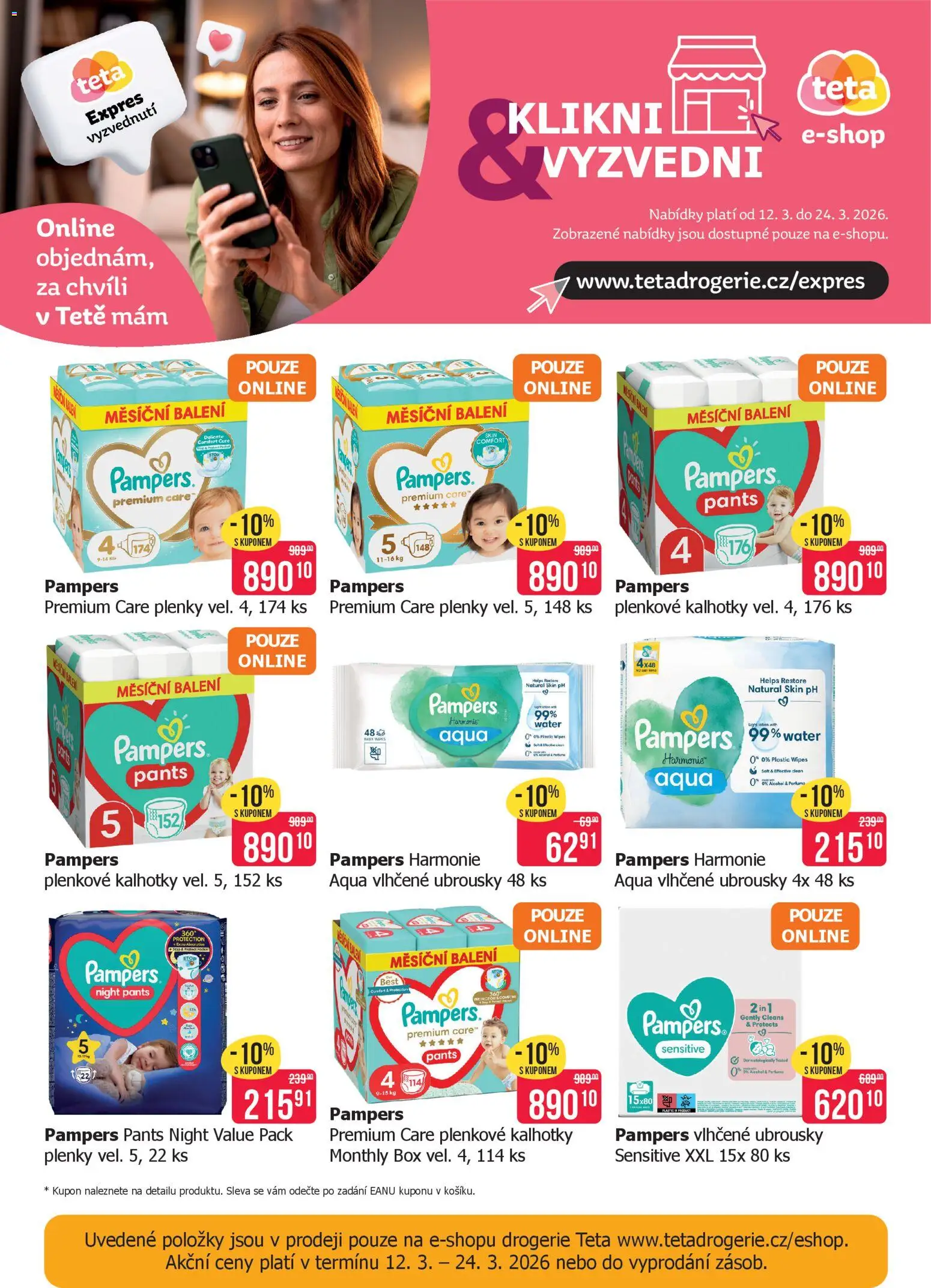 TETA Drogerie leták od 12.03.2026 | Strana: 23 | Produkty: Box, Ubrousky, Pampers Premium Care, Drogerie
