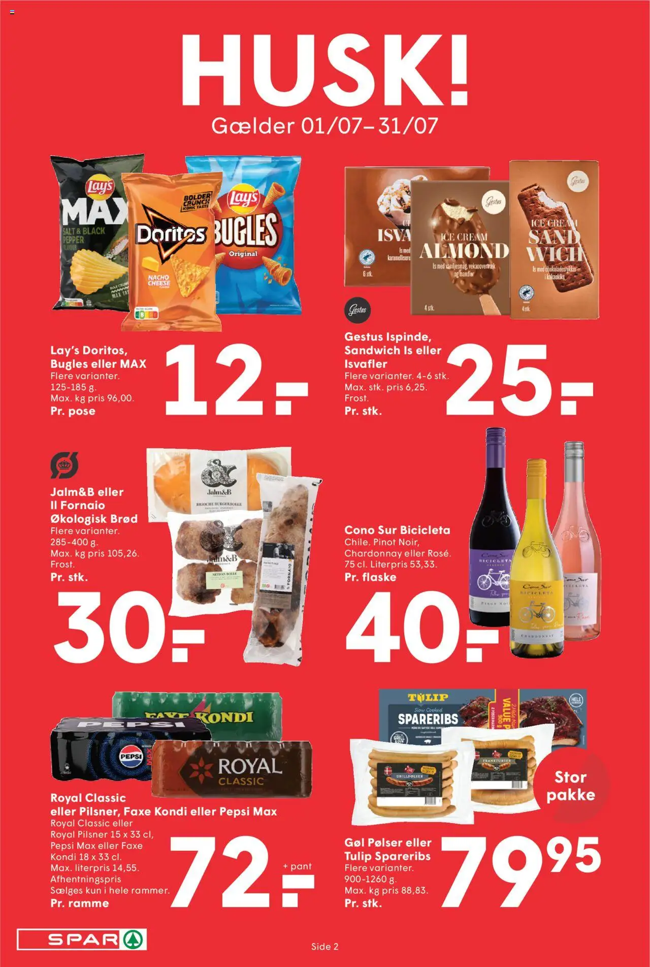 Spar Tilbudsavis gyldig fra 04.07.2025 | Side: 2 | Produkter: Mandler, Is, Faxe Kondi, Pepsi Max