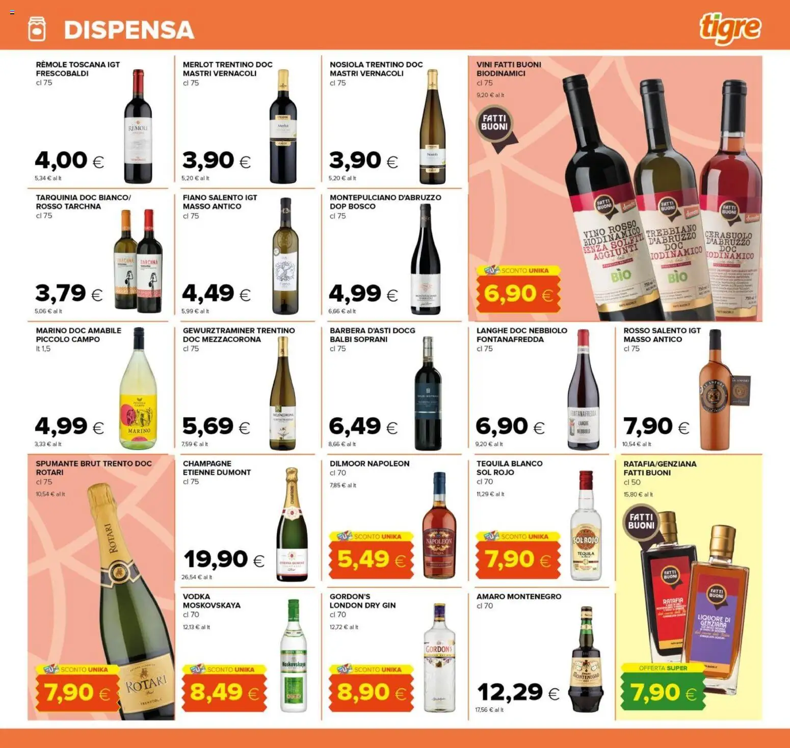 Volantino Tigre del 23.04.2026 | Pagina: 19 | Prodotti: Gin, Vodka, Tequila, Champagne
