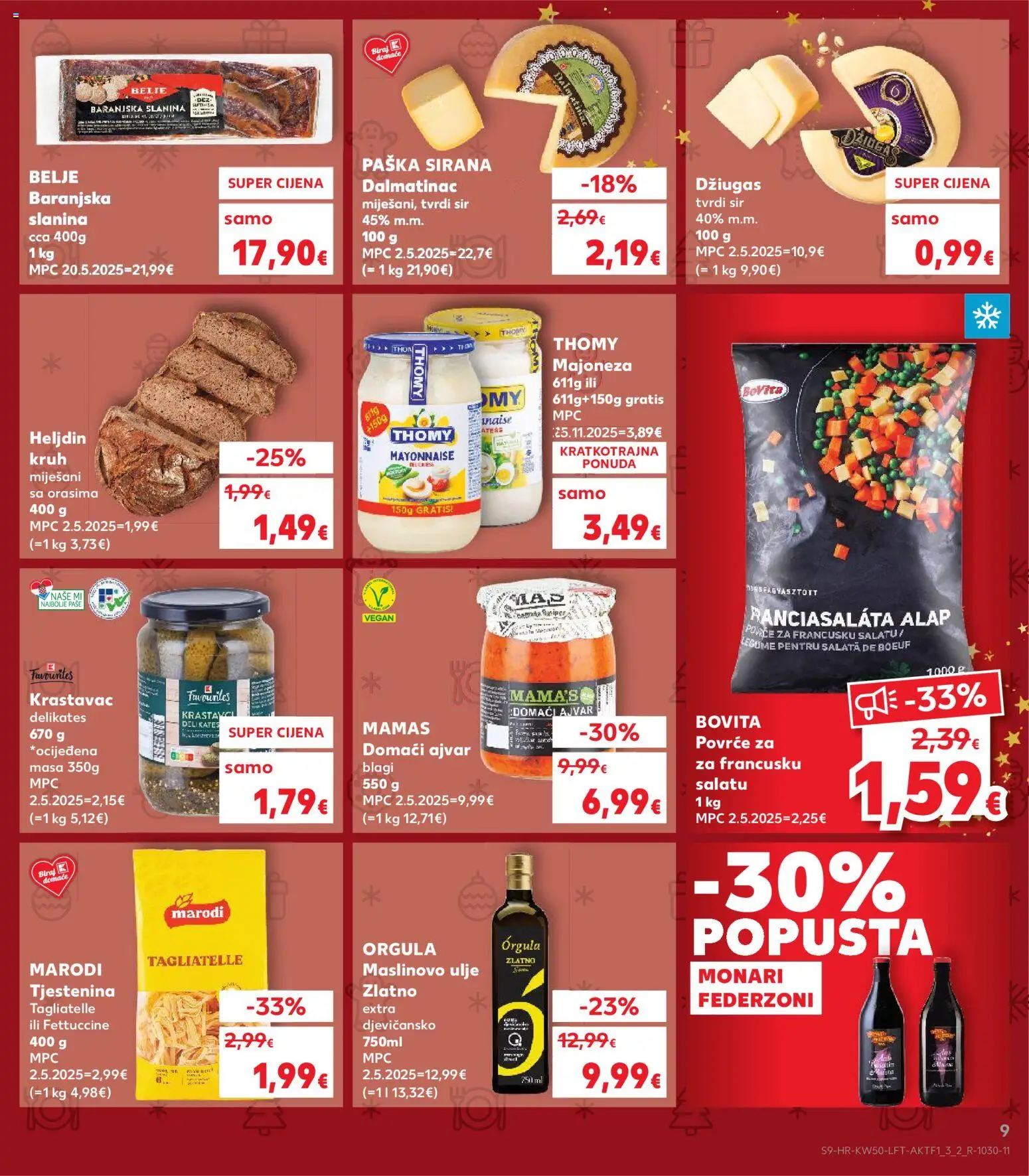 Kaufland katalog | vrijedi od 10.12.2025 | Stranica: 9 | Proizvodi: Ajvar, Tjestenina, Džiugas, Povrće