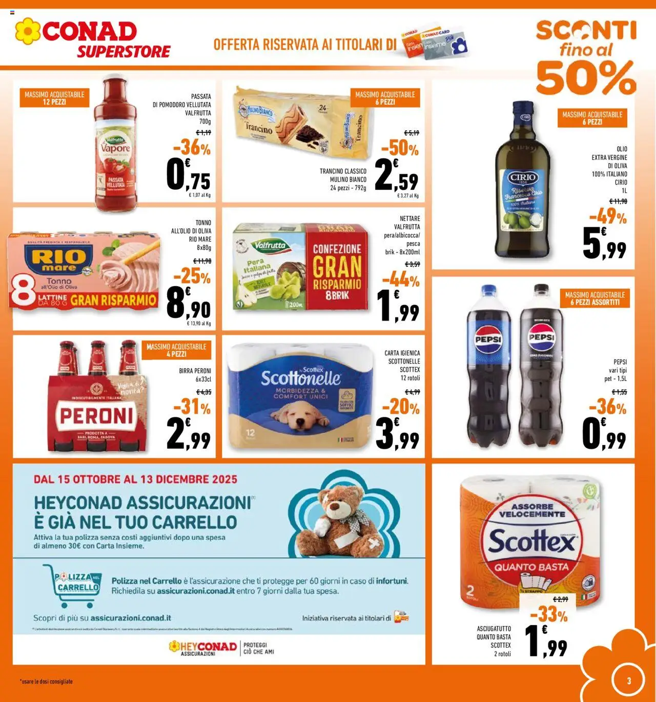 Volantino Conad del 22.10.2025 | Pagina: 3 | Prodotti: Carta igienica, Pesca, Carrello, Tonno