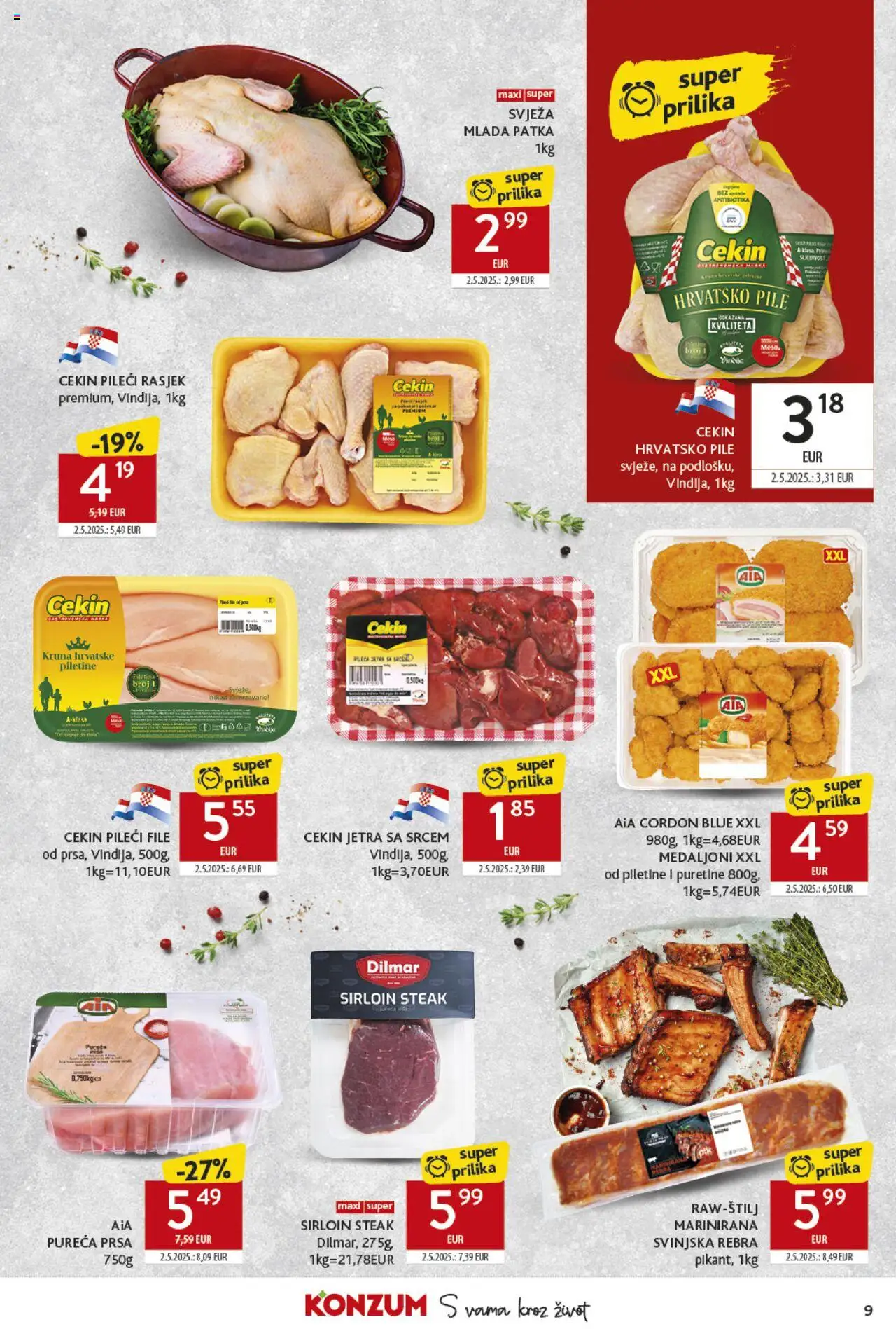 Konzum katalog | vrijedi od 28.05.2025 | Stranica: 9 | Proizvodi: Pileći file