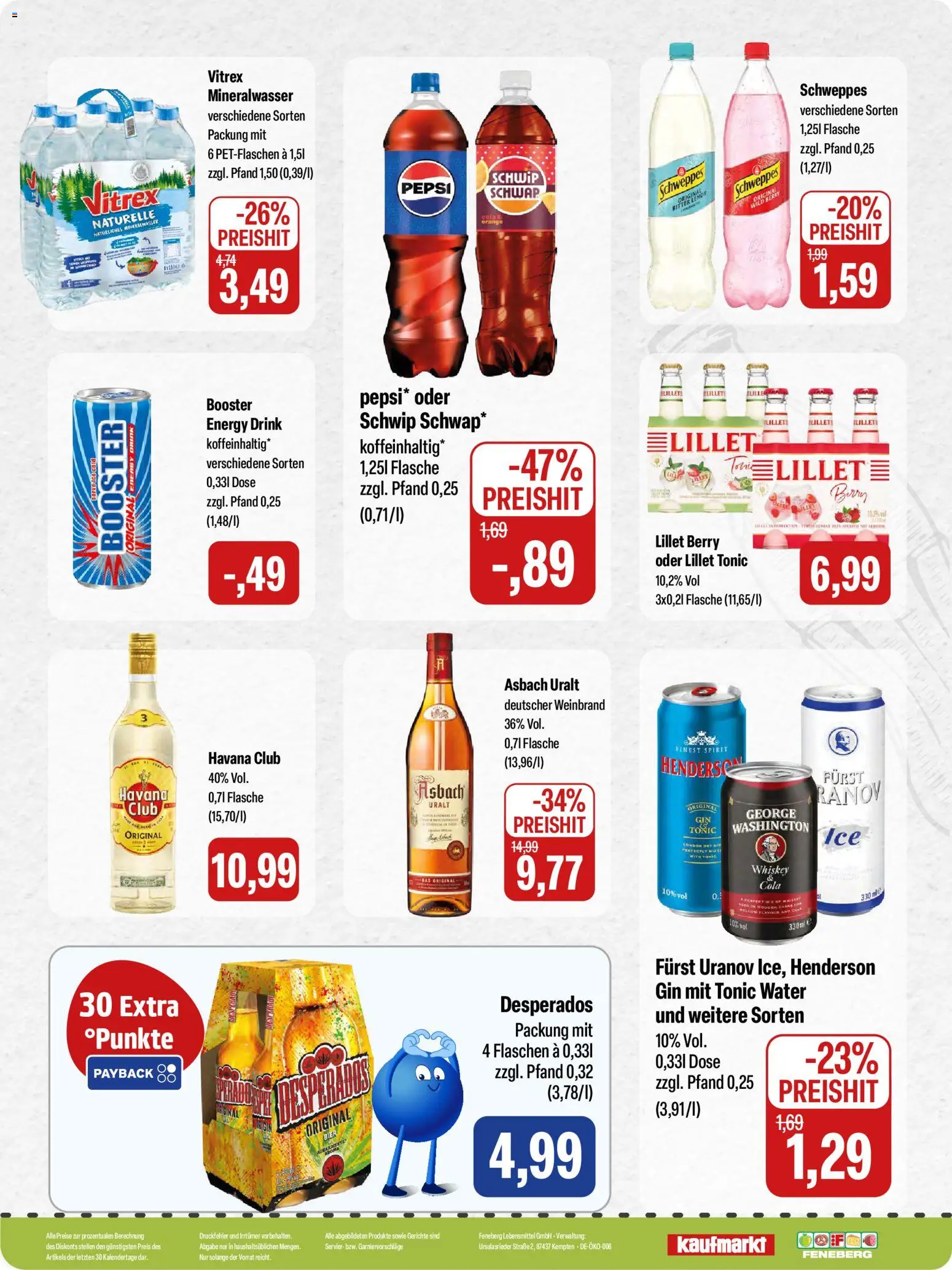 Feneberg Angebote – gültig ab 30.04.2026 | Seite: 16 | Produkte: Bier, Lillet, Desperados, Asbach