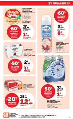  | Page: 3 | Produits: Eau minérale, Bière Blonde Kronenbourg, Bière, Crème