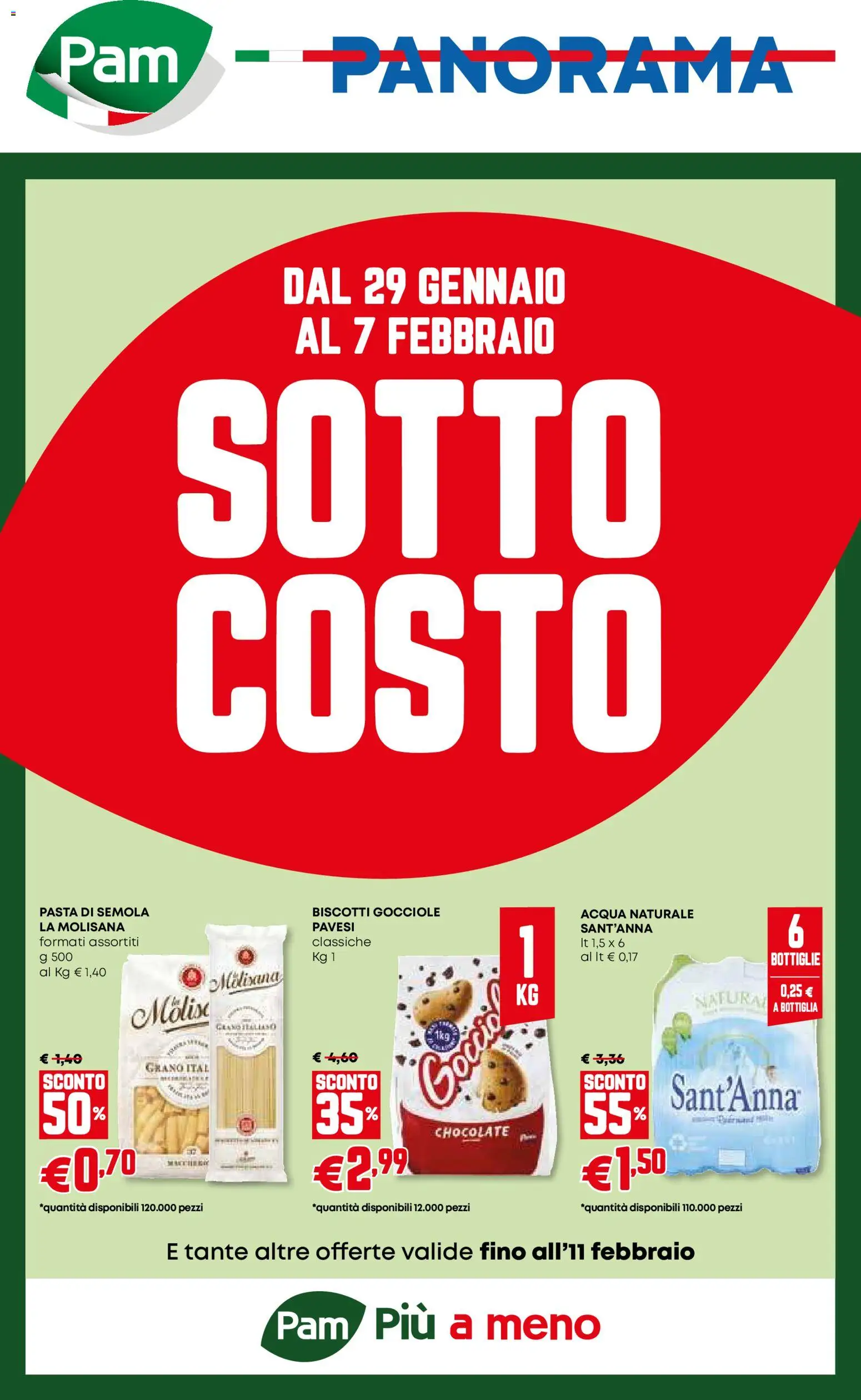 Volantino Panorama del 29.01.2026 | Pagina: 1 | Prodotti: Biscotti, Acqua, Acqua naturale, Bottiglia