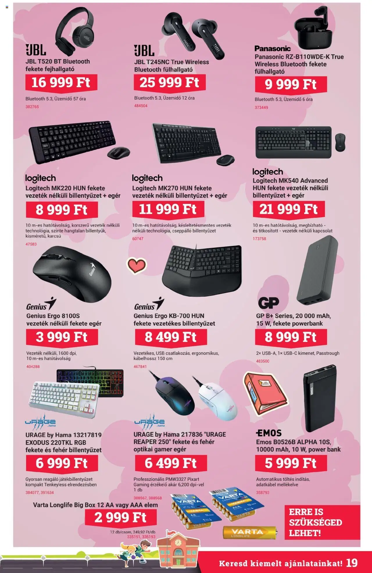 Office Depot akciós ujság - amely érvényes a következő dátumtól: 12.08.2025 | Oldal: 19 | Termékek: Egér, Fejhallgató, Power bank, Óra