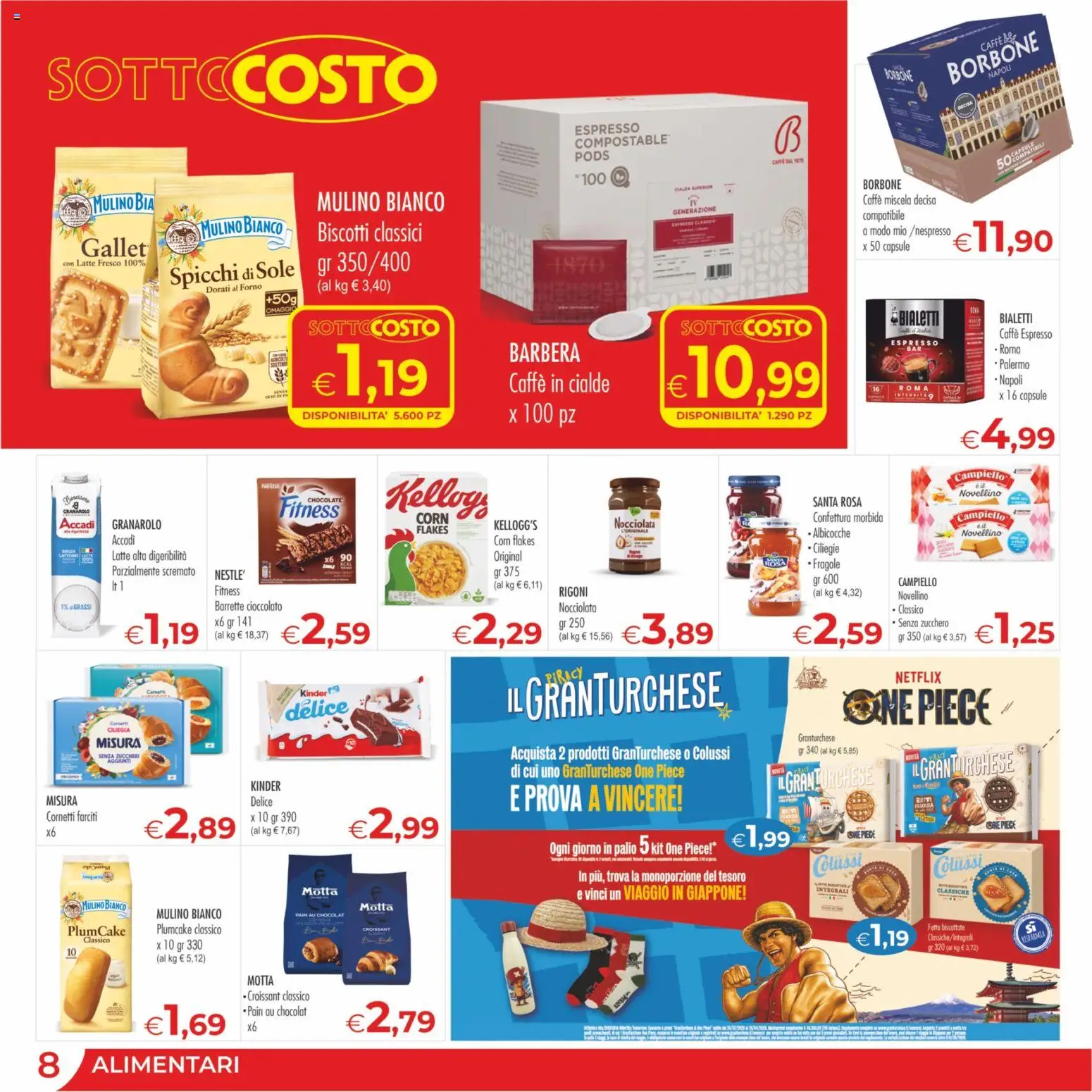 Volantino MerSi Supermercati del 04.03.2026 | Pagina: 8 | Prodotti: Fragole, Latte, Croissant, Caffè in cialde