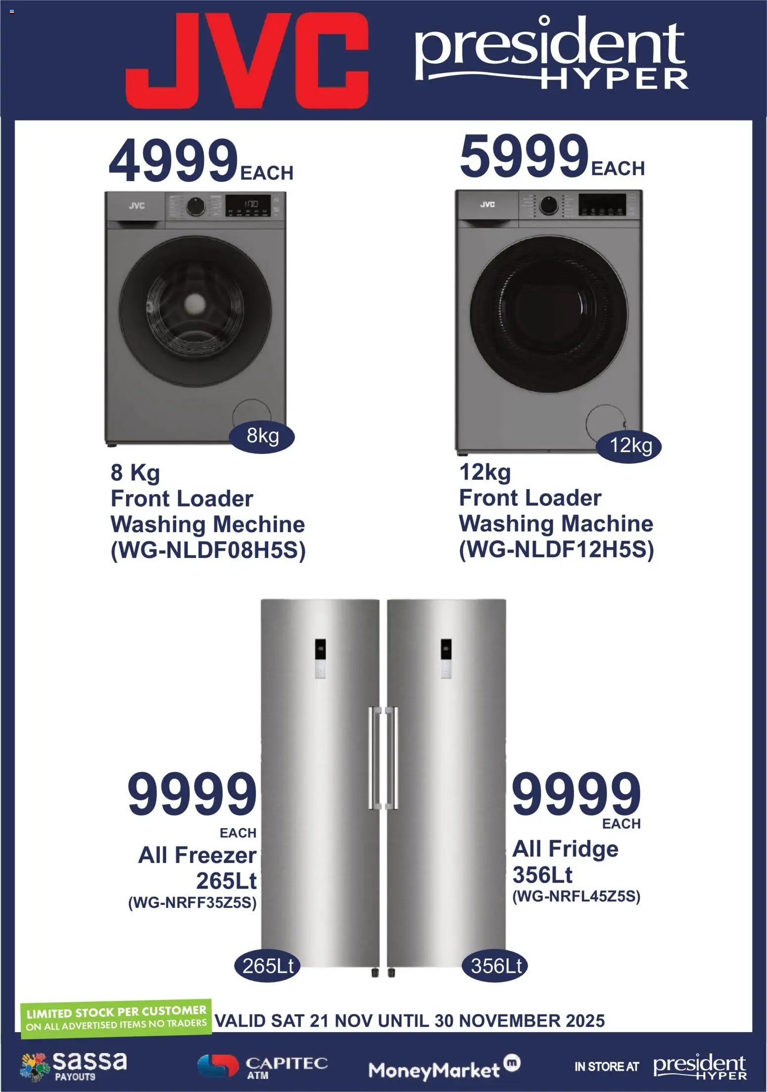 New President Hyper catalogue – valid from 21.11.2025 | Page: 1 | Products: Freezer, Washing machine, Fridge, Stock
