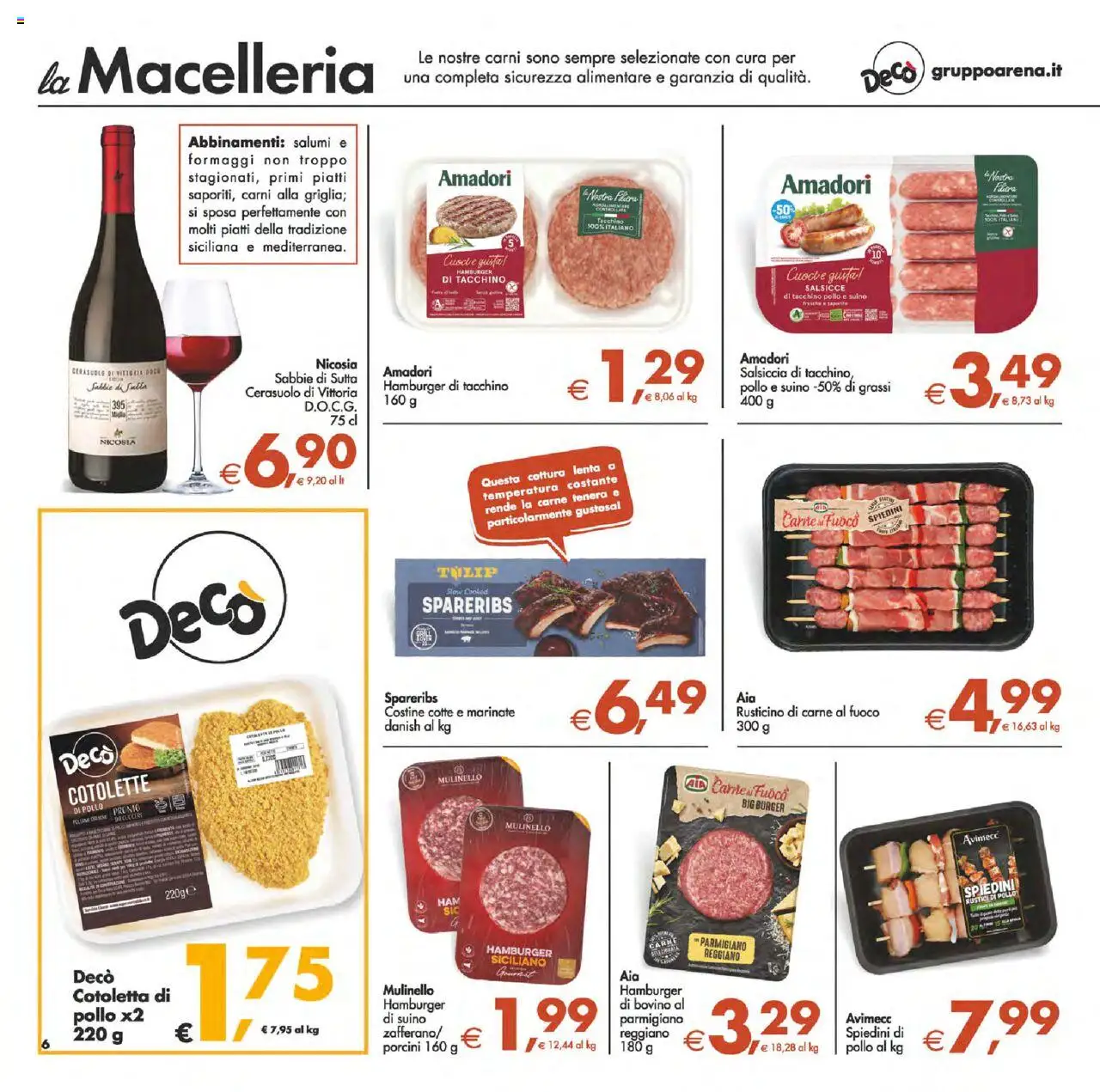 Volantino Decò del 12.08.2025 | Pagina: 6 | Prodotti: Pollo, Tacchino, Salsiccia, Spiedini