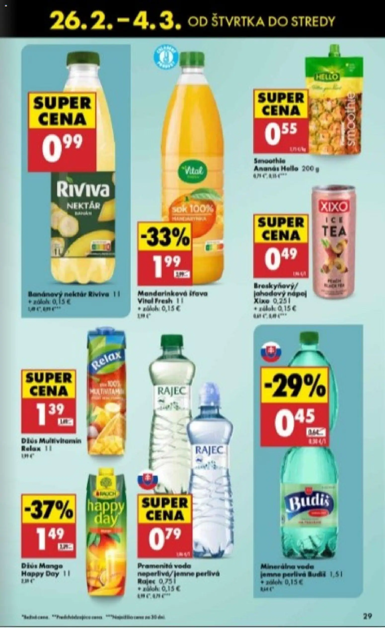 Nové Biedronka akcie – leták je platný od 26.02.2026 | Strana: 29 | Produkty: Rajec, Budiš, Ananás, Voda