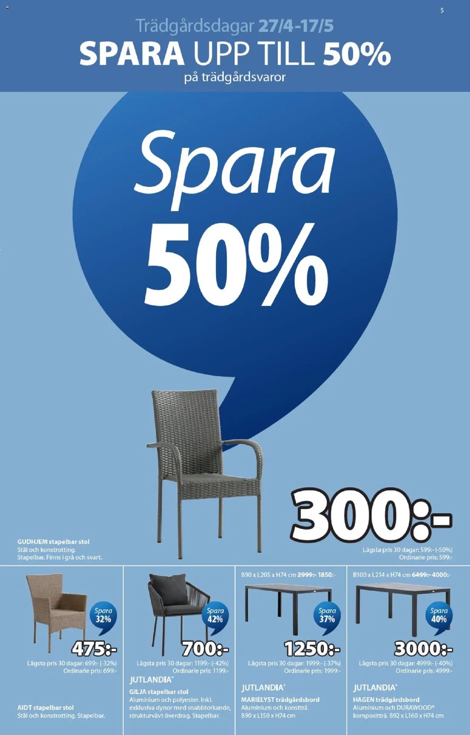 JYSK reklamblad aktuell från 27.04.2026 | Sida: 5 | Produkter: Dynor, Stol